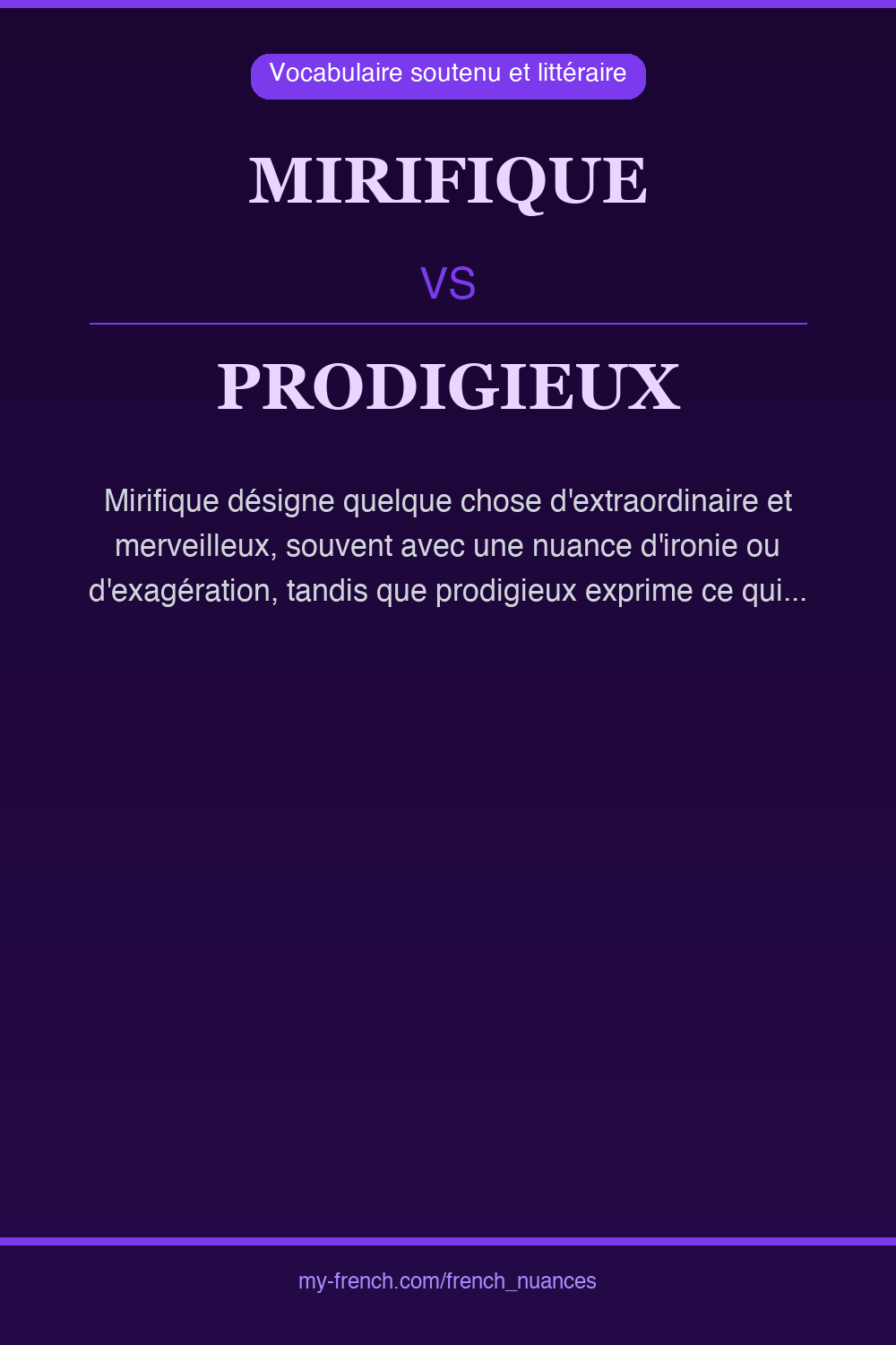 Nuance : mirifique vs prodigieux