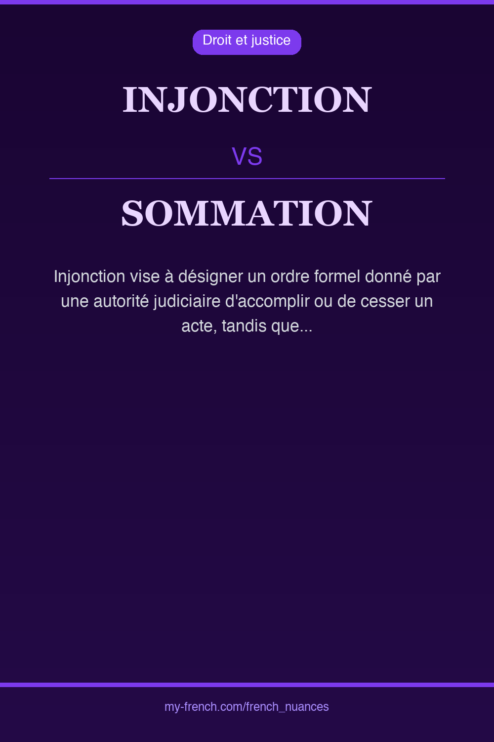 Nuance : injonction vs sommation