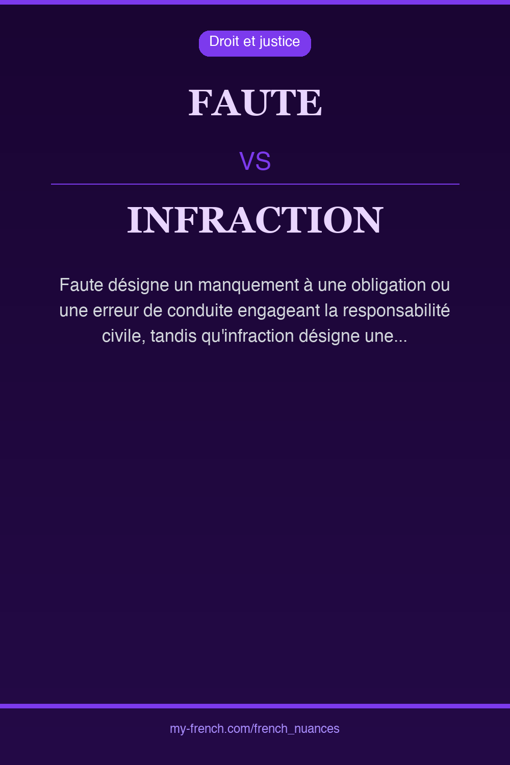 Nuance : faute vs infraction