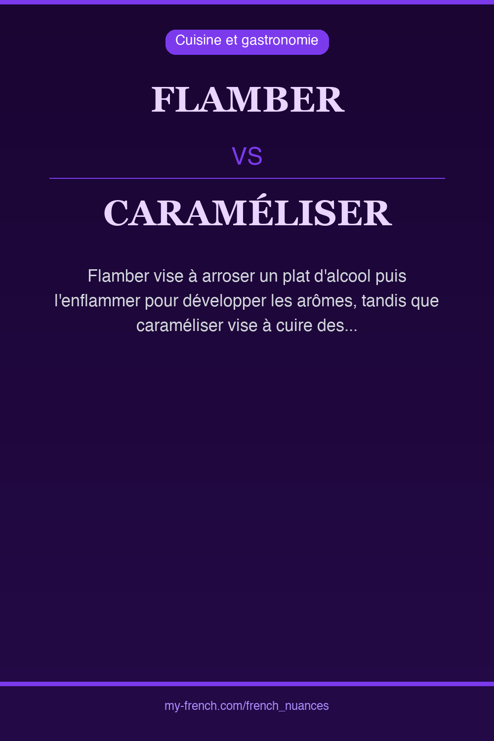 Nuance : flamber vs caraméliser