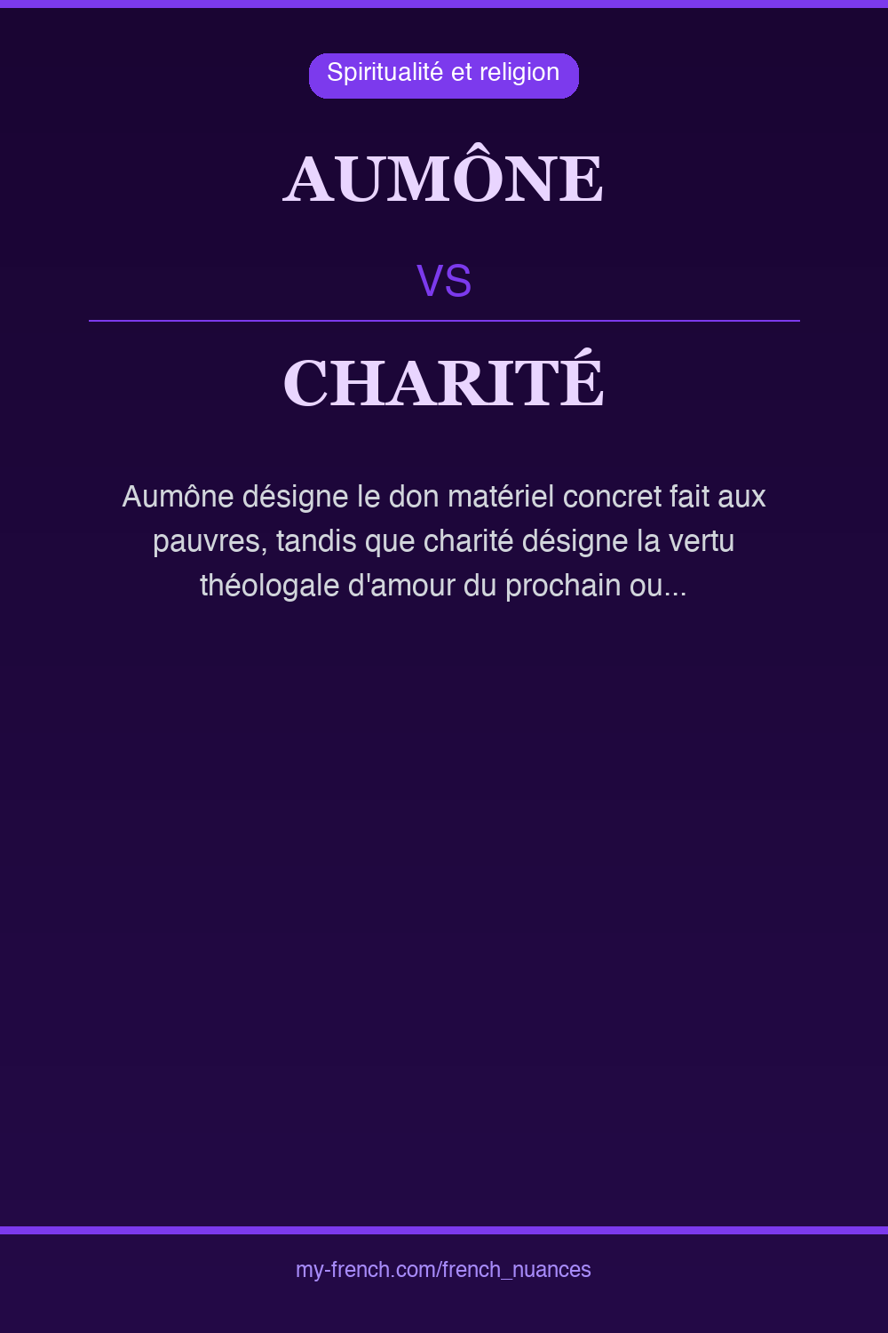 Nuance : aumône vs charité