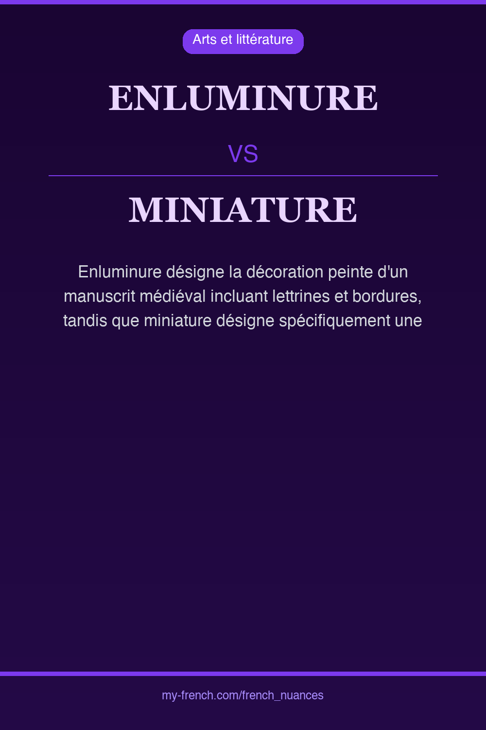 Nuance : enluminure vs miniature