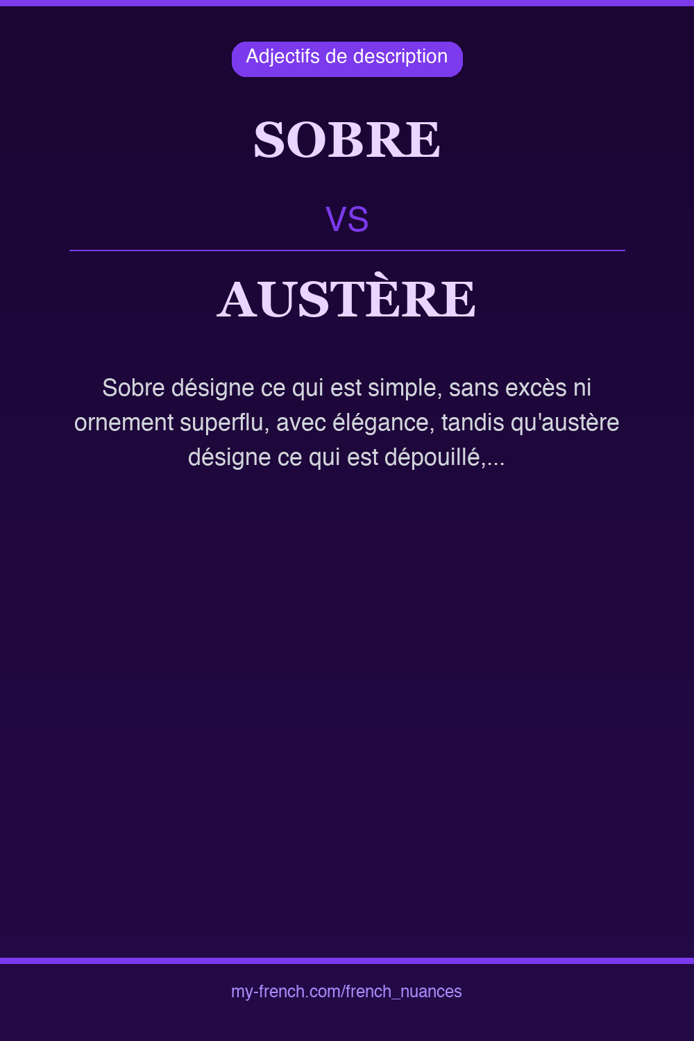 Nuance : sobre vs austère
