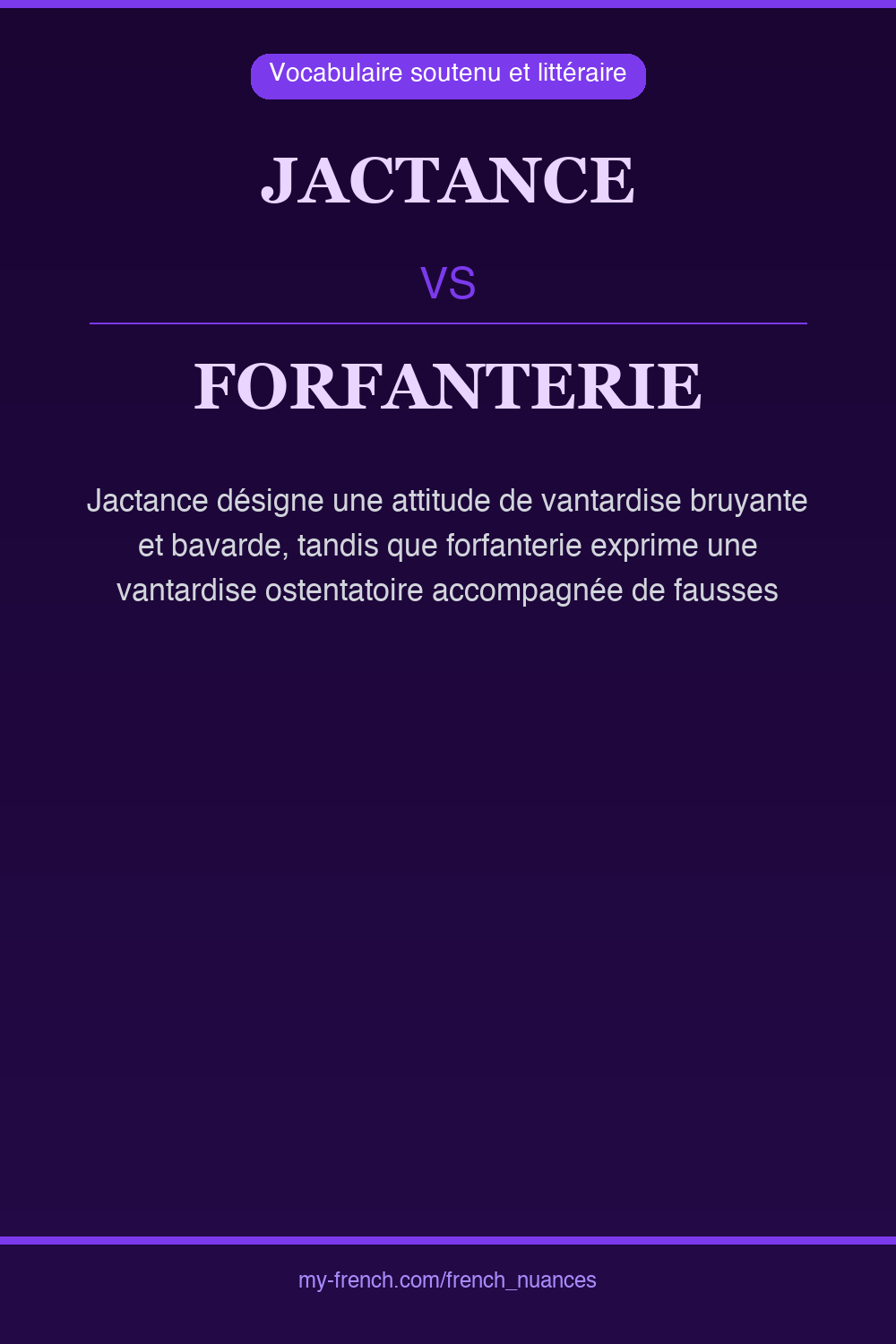 Nuance : jactance vs forfanterie