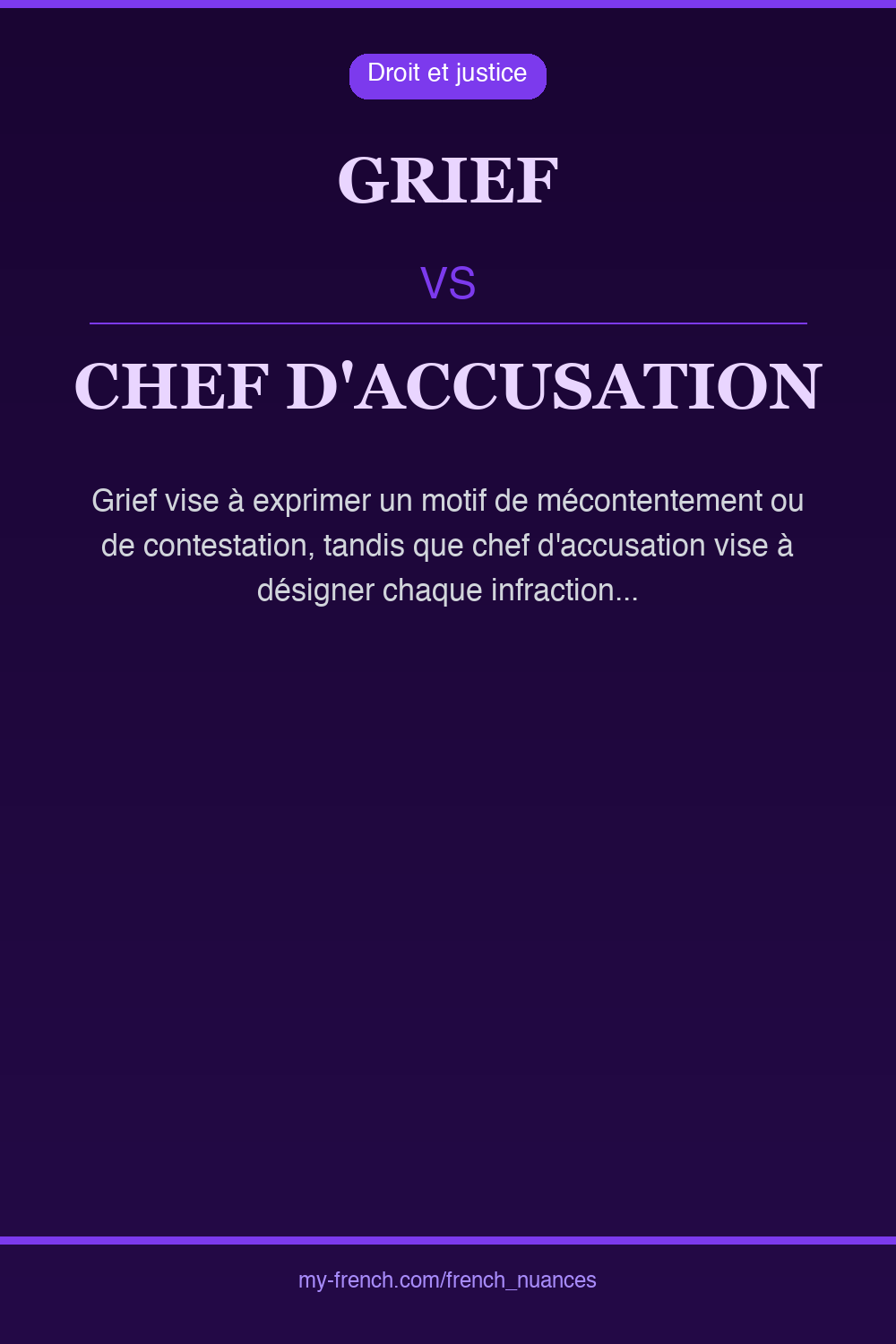 Nuance : grief vs chef d'accusation