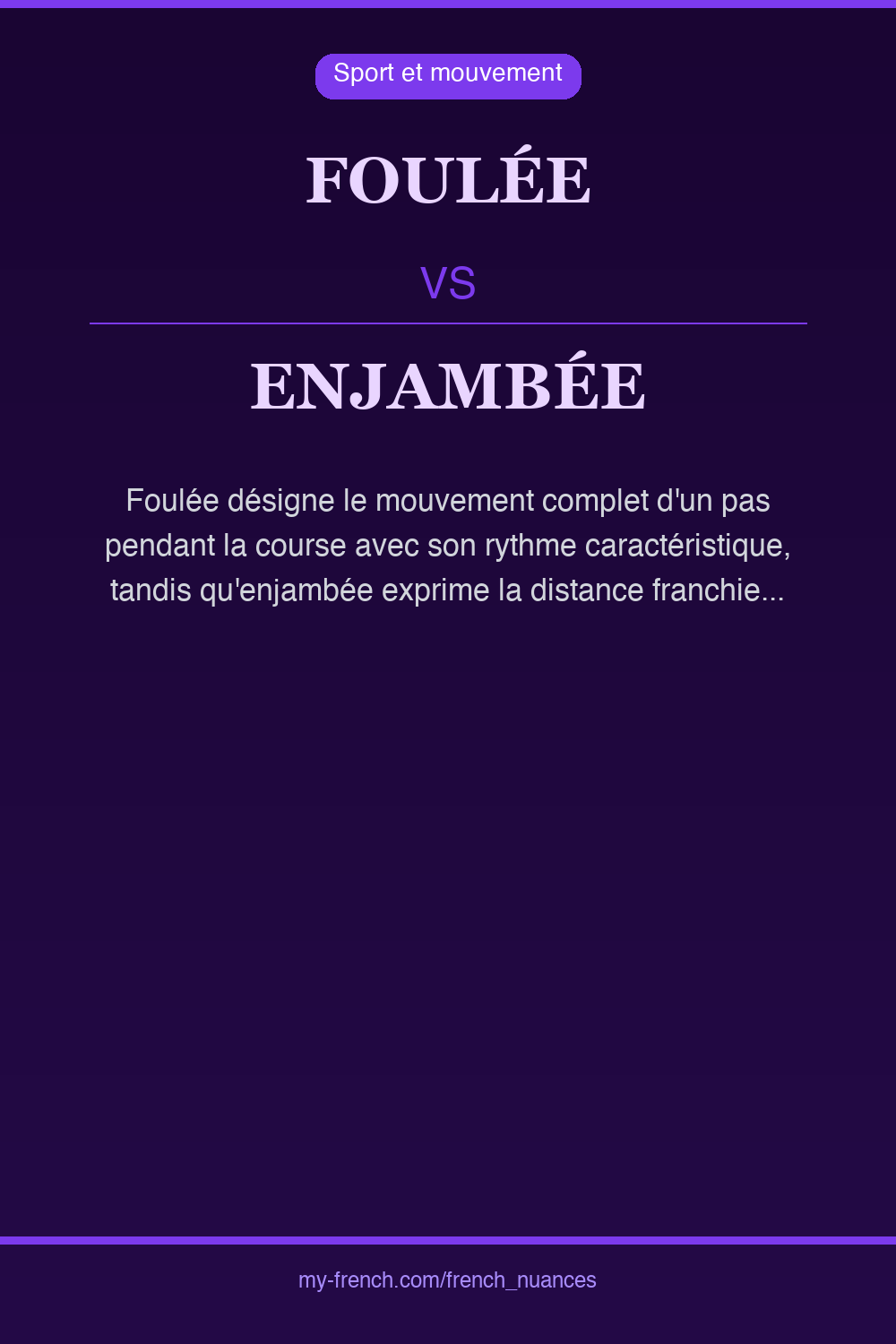 Nuance : foulée vs enjambée
