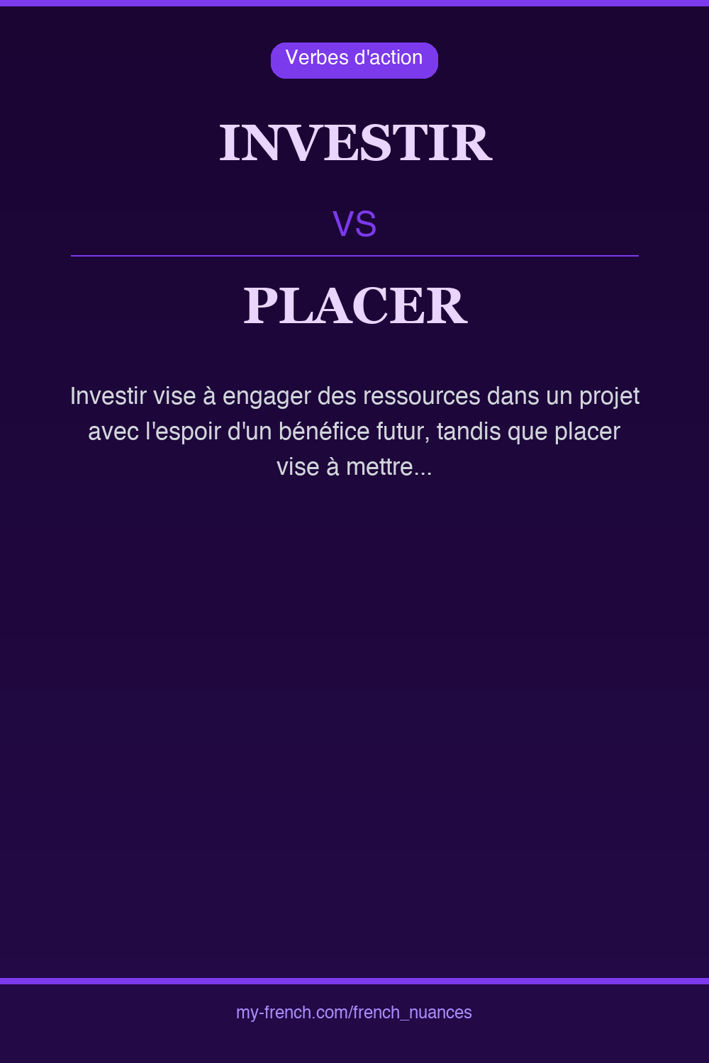 Nuance : investir vs placer