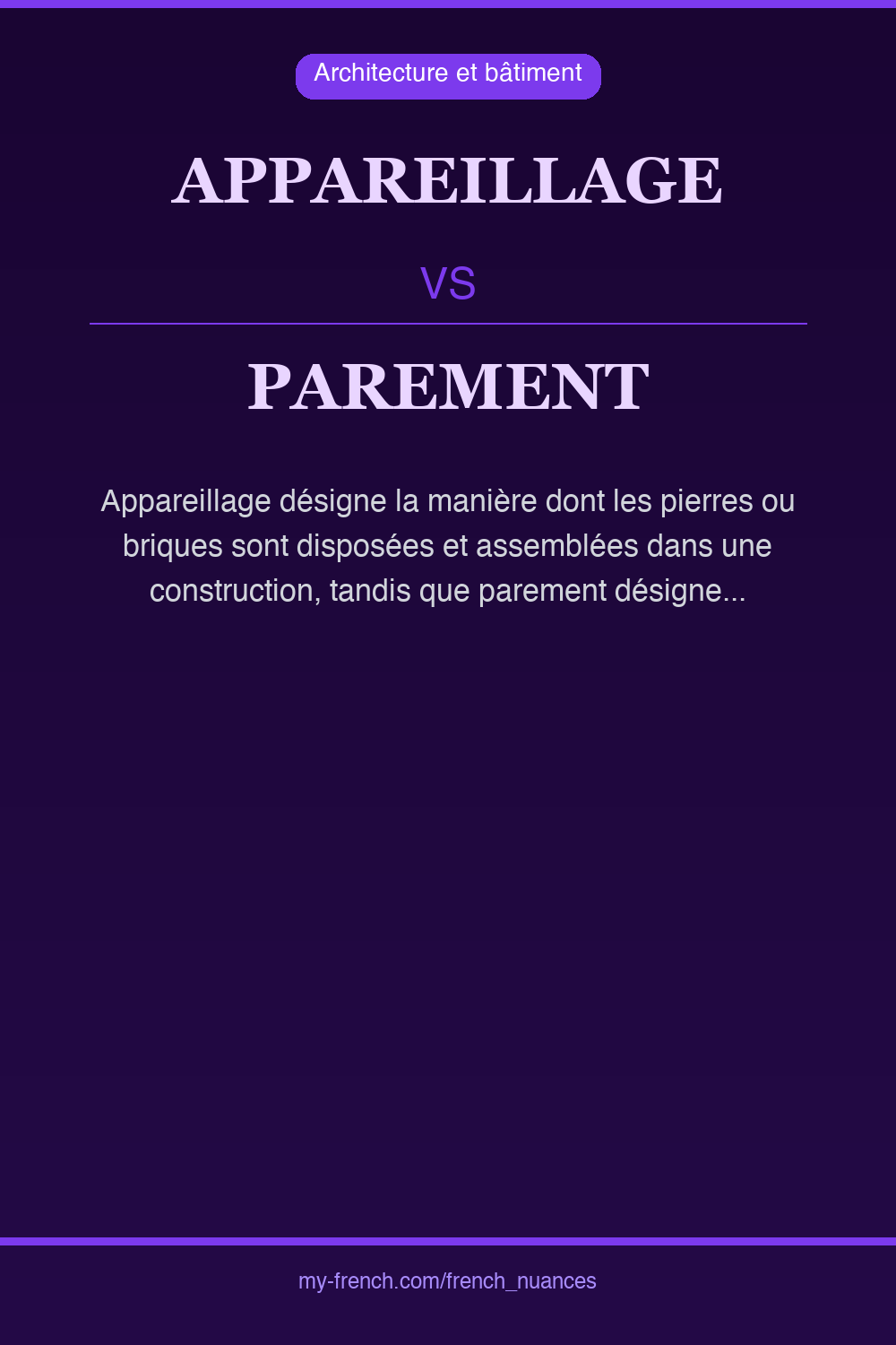 Nuance : appareillage vs parement