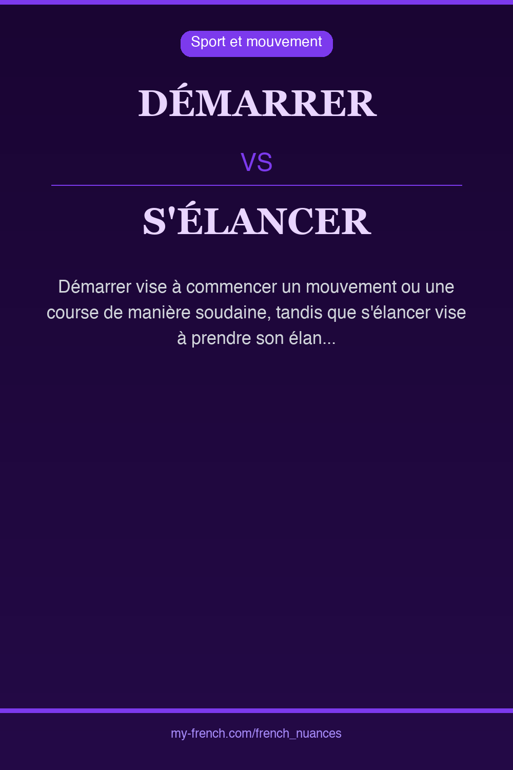 Nuance : démarrer vs s'élancer