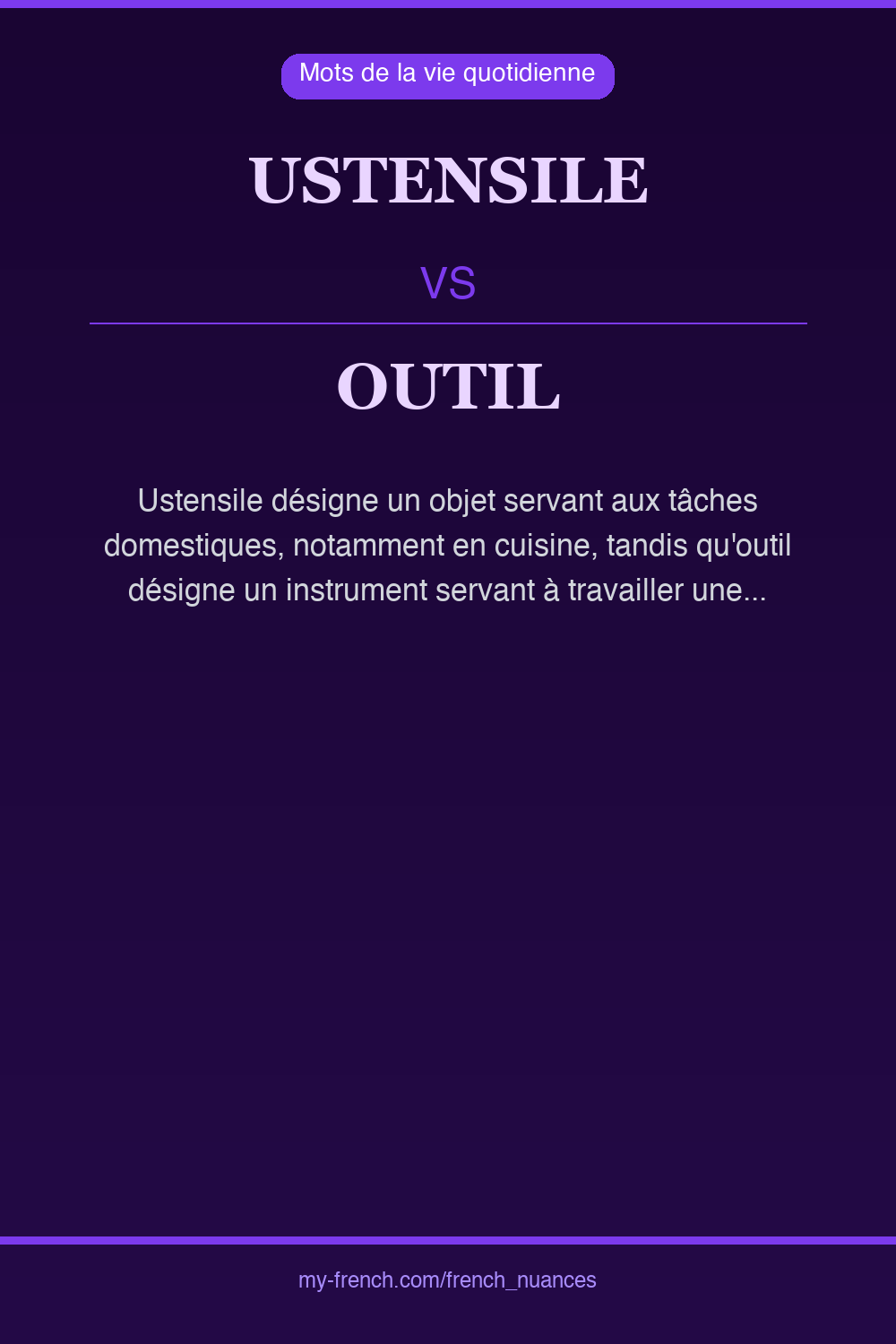 Nuance : ustensile vs outil