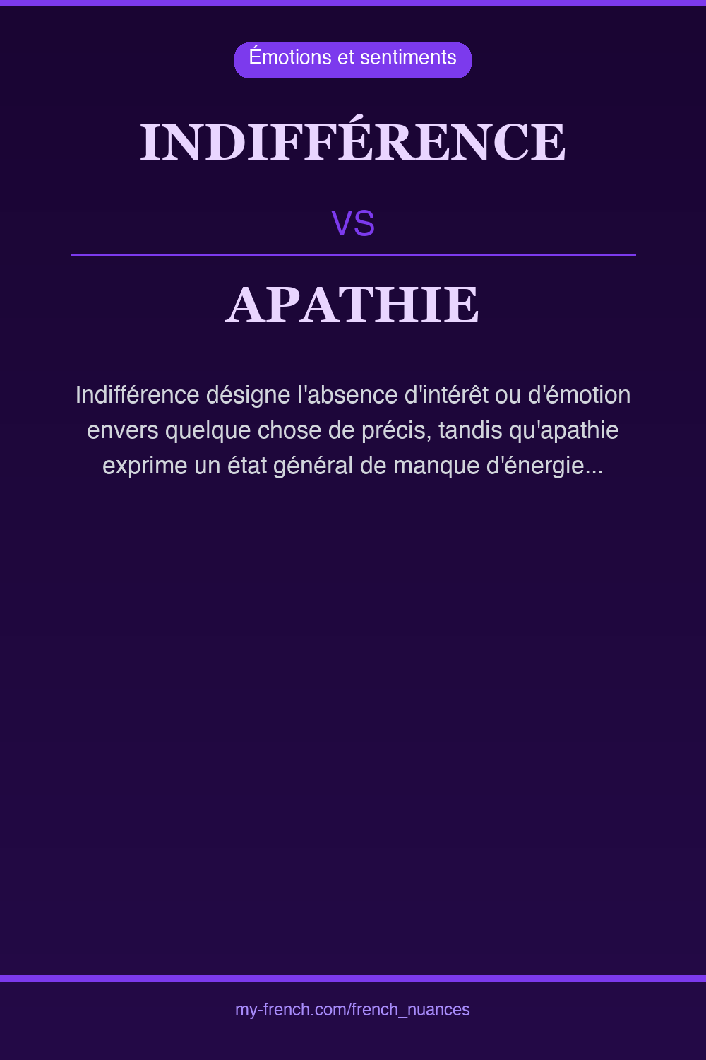 Nuance : indifférence vs apathie