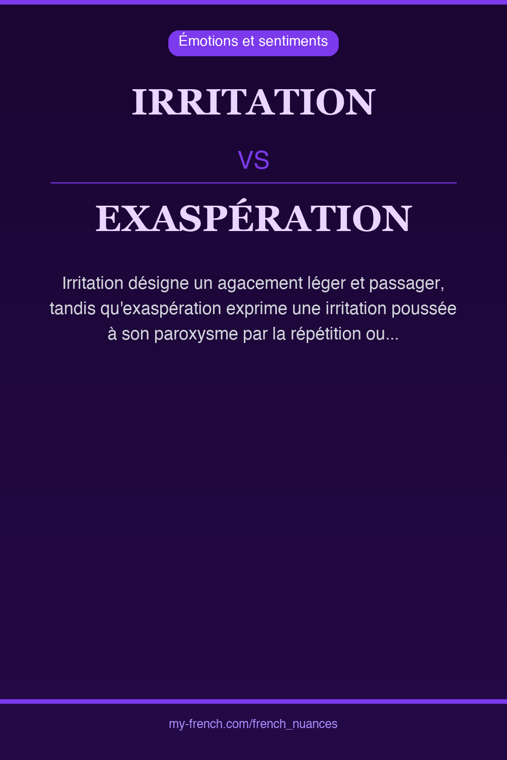 Nuance : irritation vs exaspération