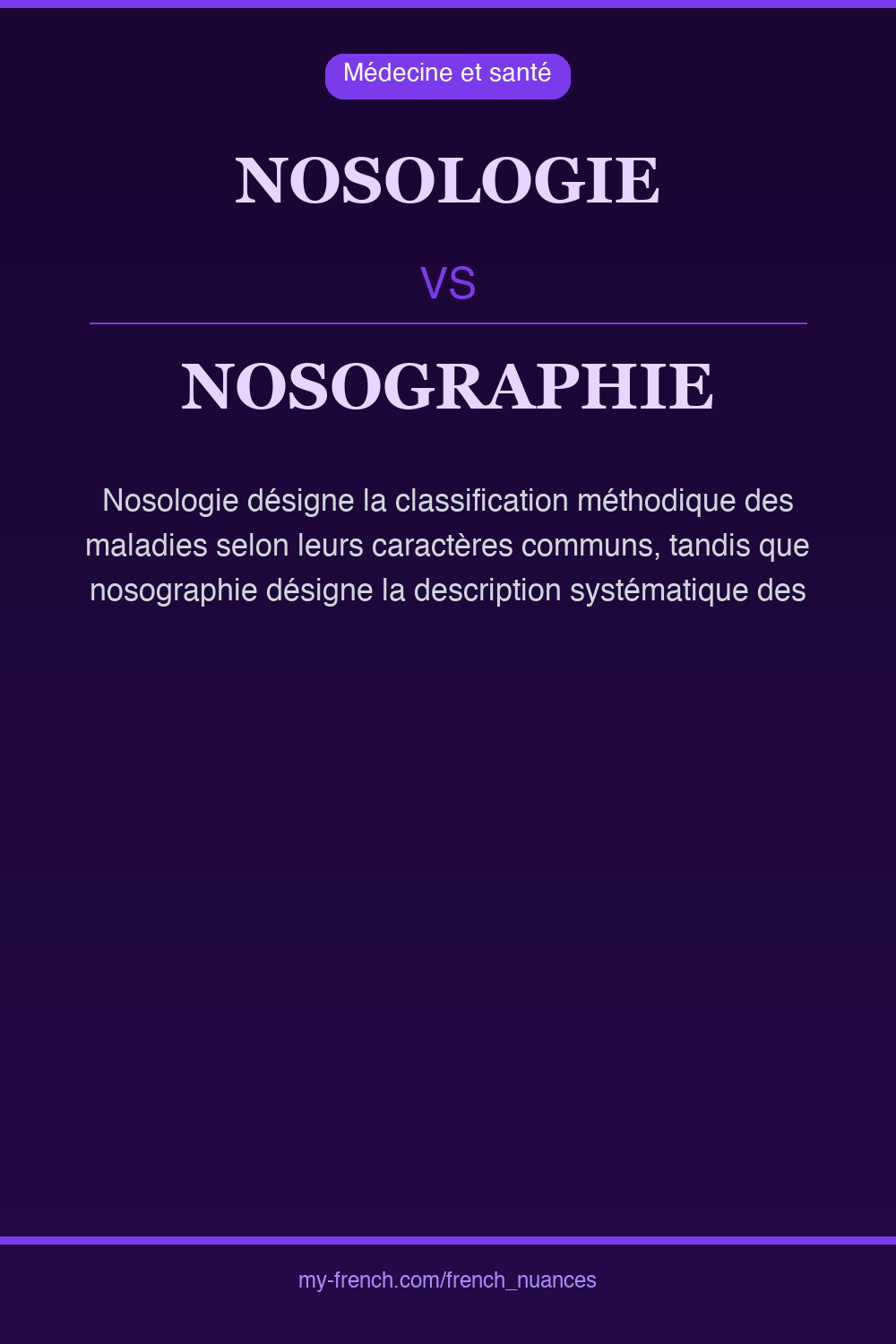 Nuance : nosologie vs nosographie