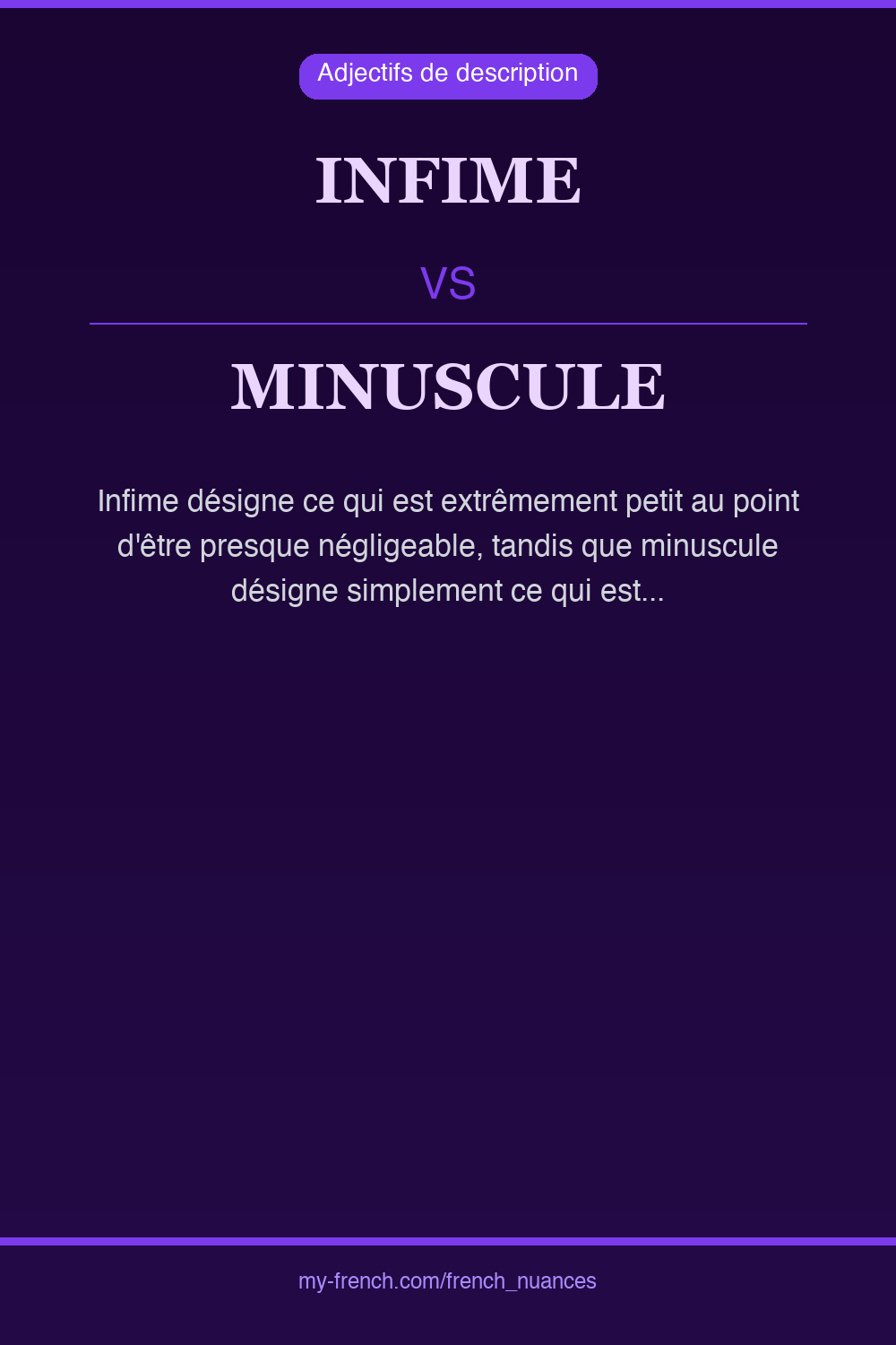 Nuance : infime vs minuscule