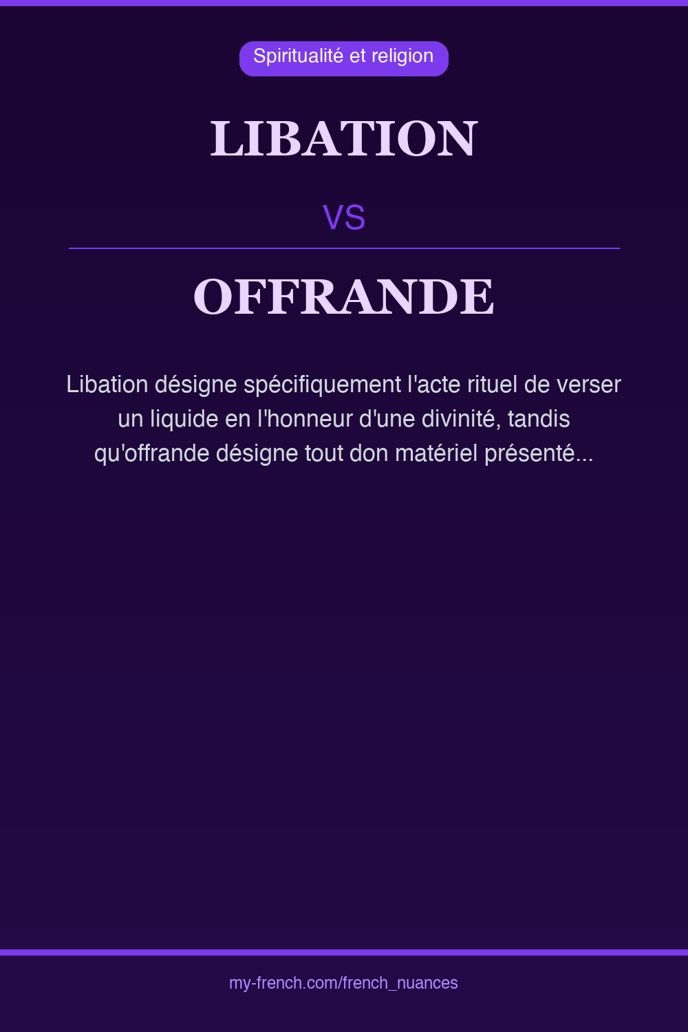 Nuance : libation vs offrande