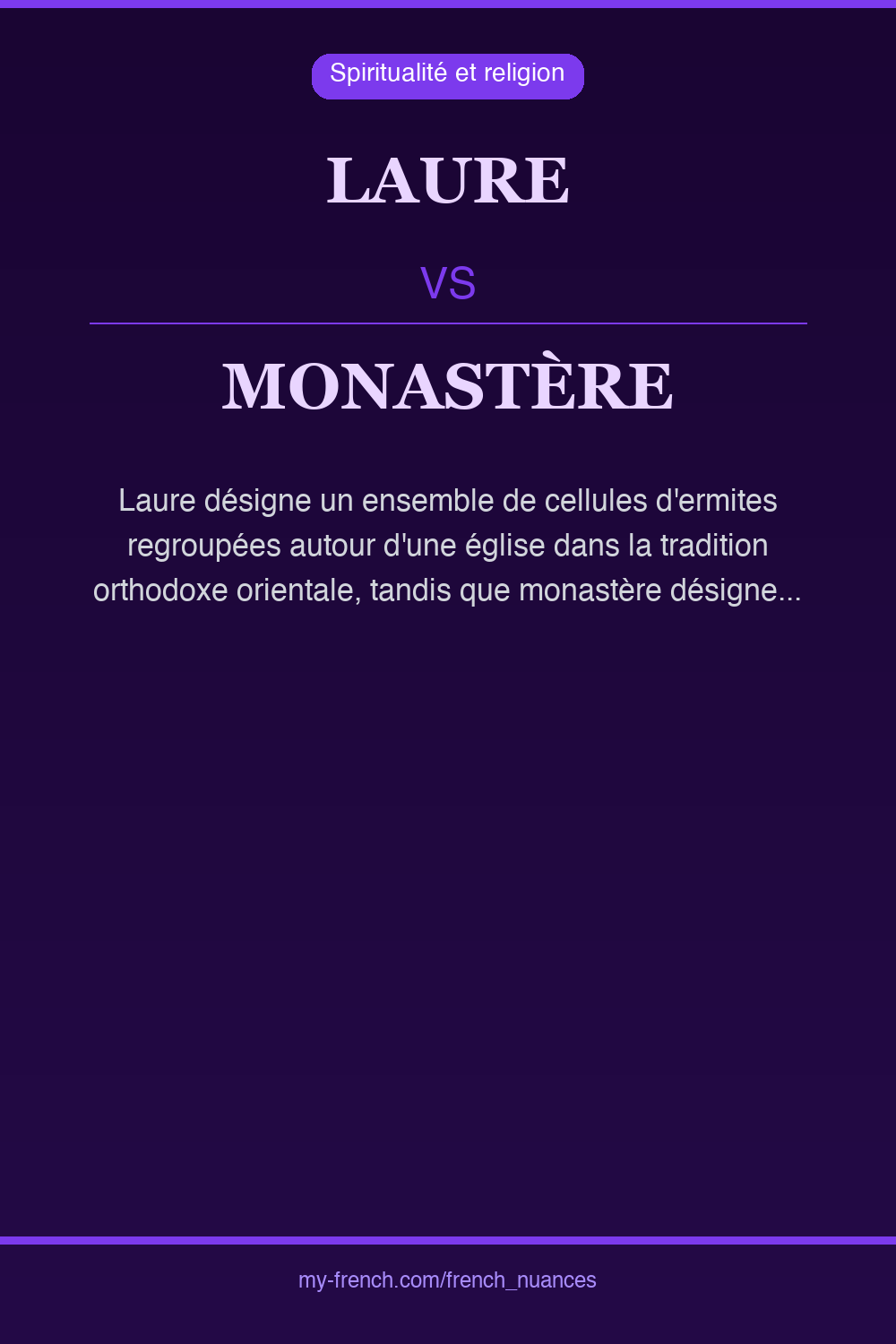 Nuance : laure vs monastère