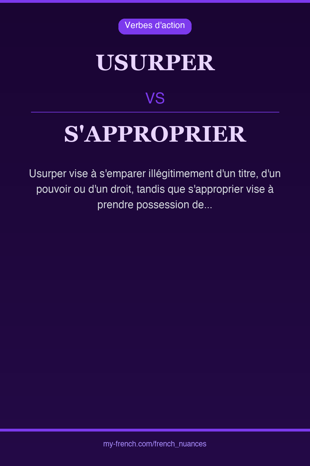 Nuance : usurper vs s'approprier