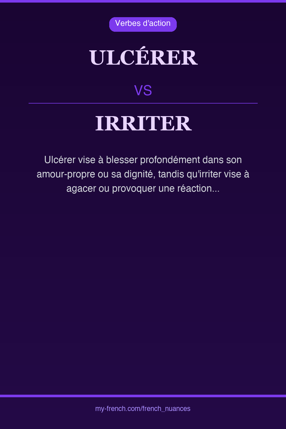 Nuance : ulcérer vs irriter
