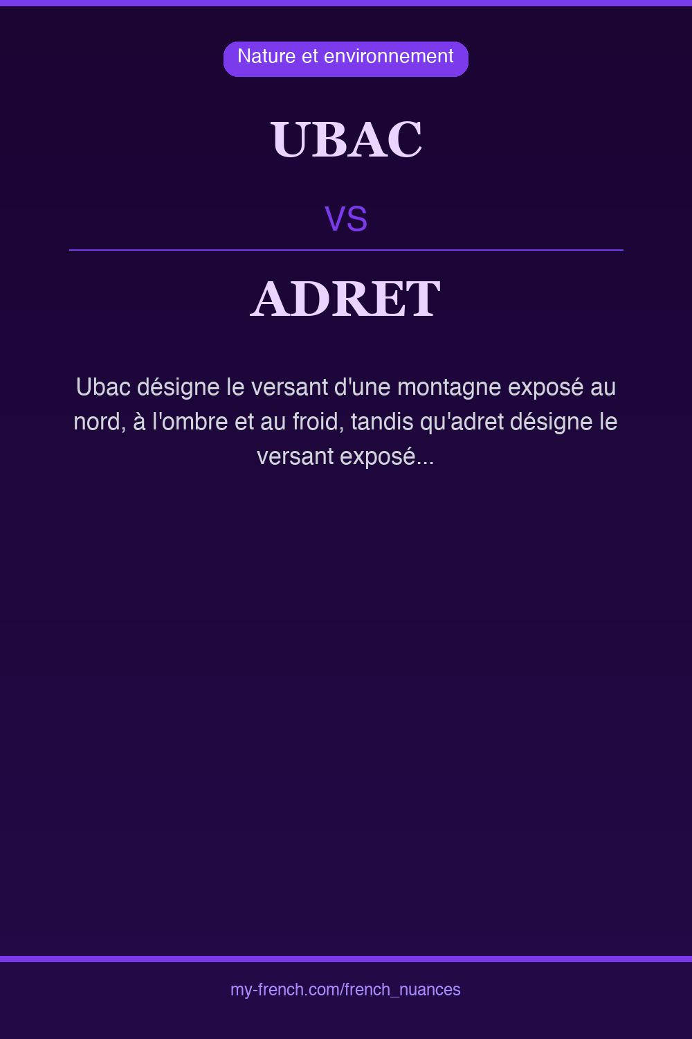 Nuance : ubac vs adret