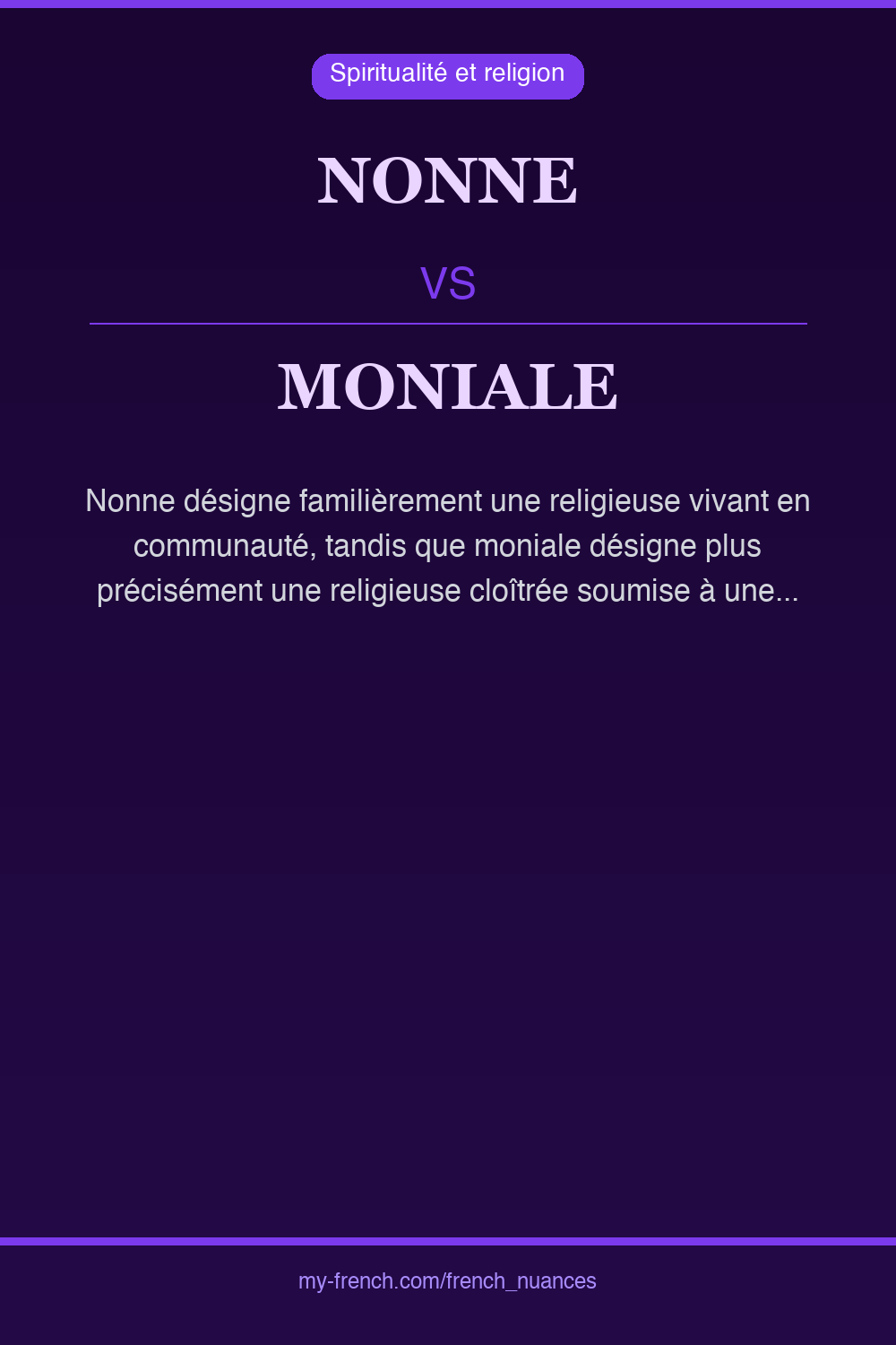 Nuance : nonne vs moniale