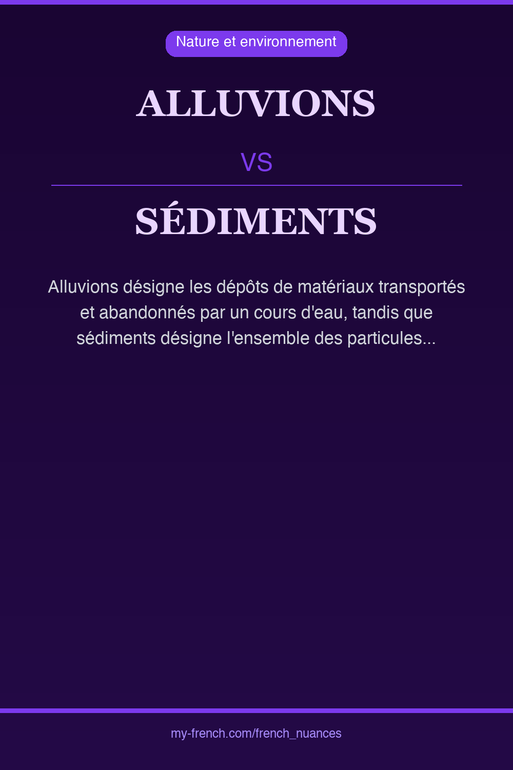 Nuance : alluvions vs sédiments