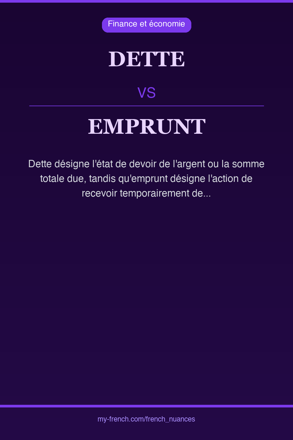 Nuance : dette vs emprunt