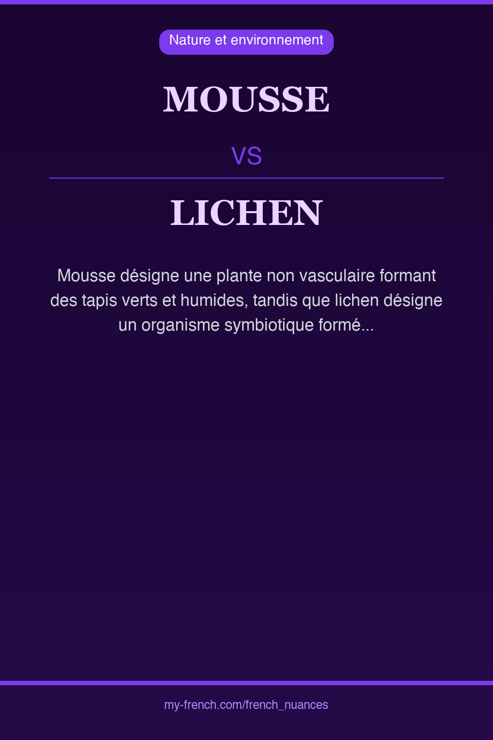 Nuance : mousse vs lichen