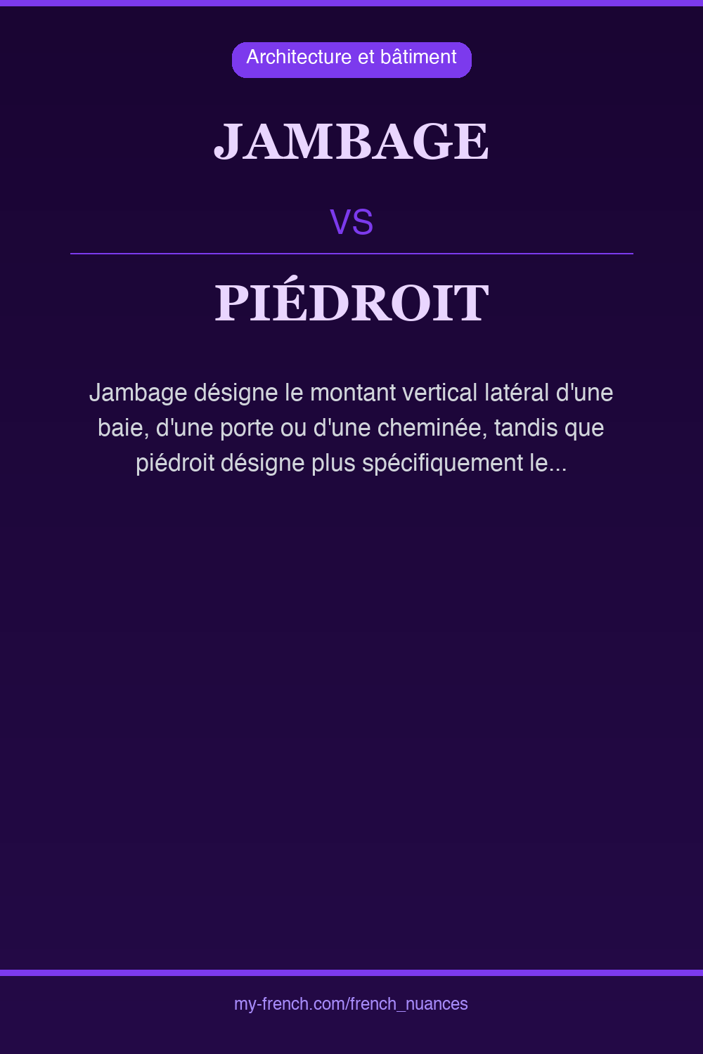 Nuance : jambage vs piédroit