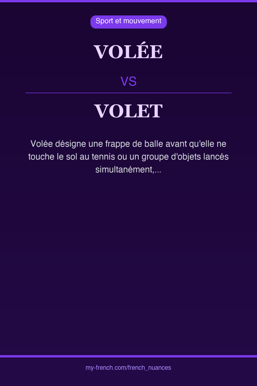 Nuance : volée vs volet