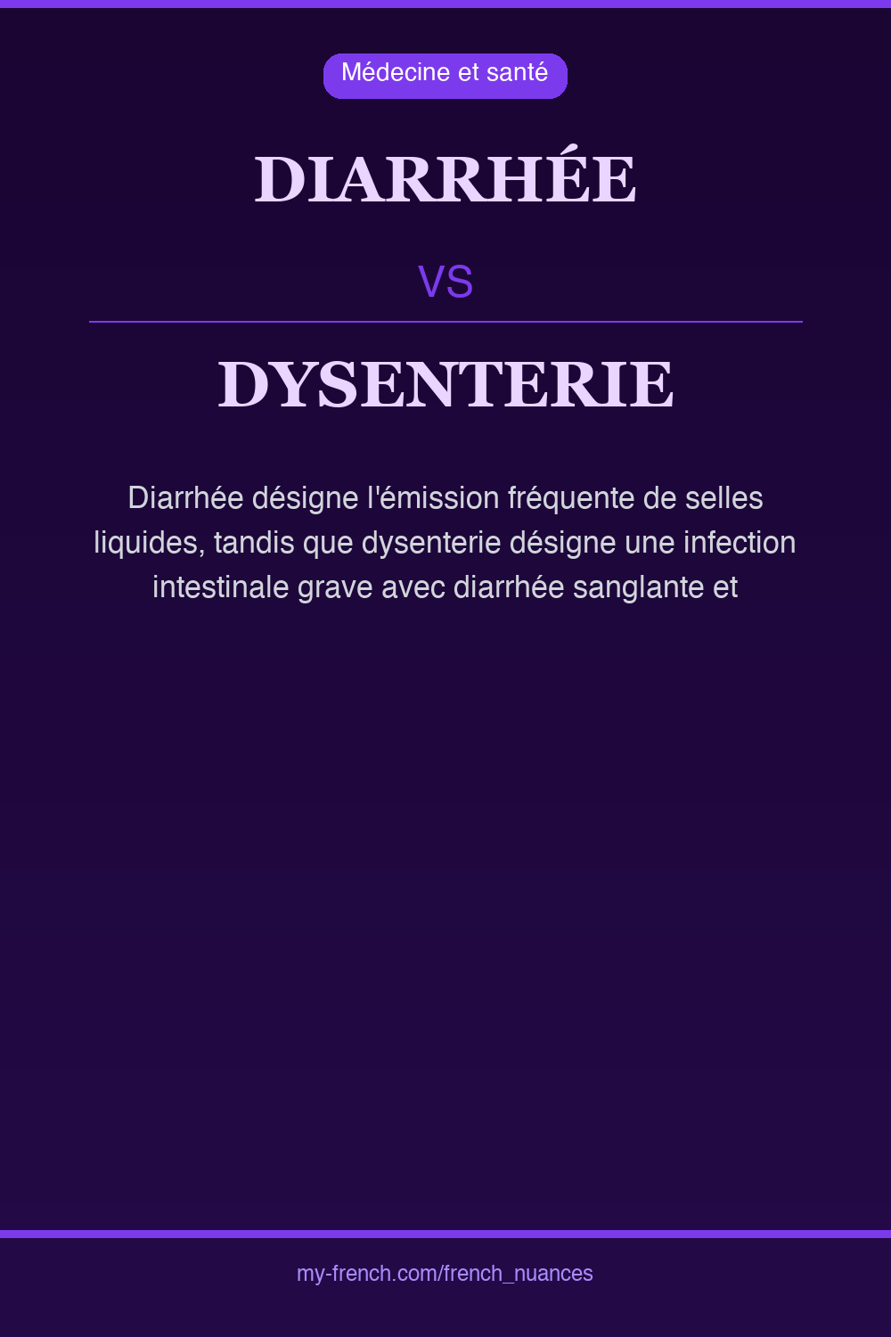 Nuance : diarrhée vs dysenterie