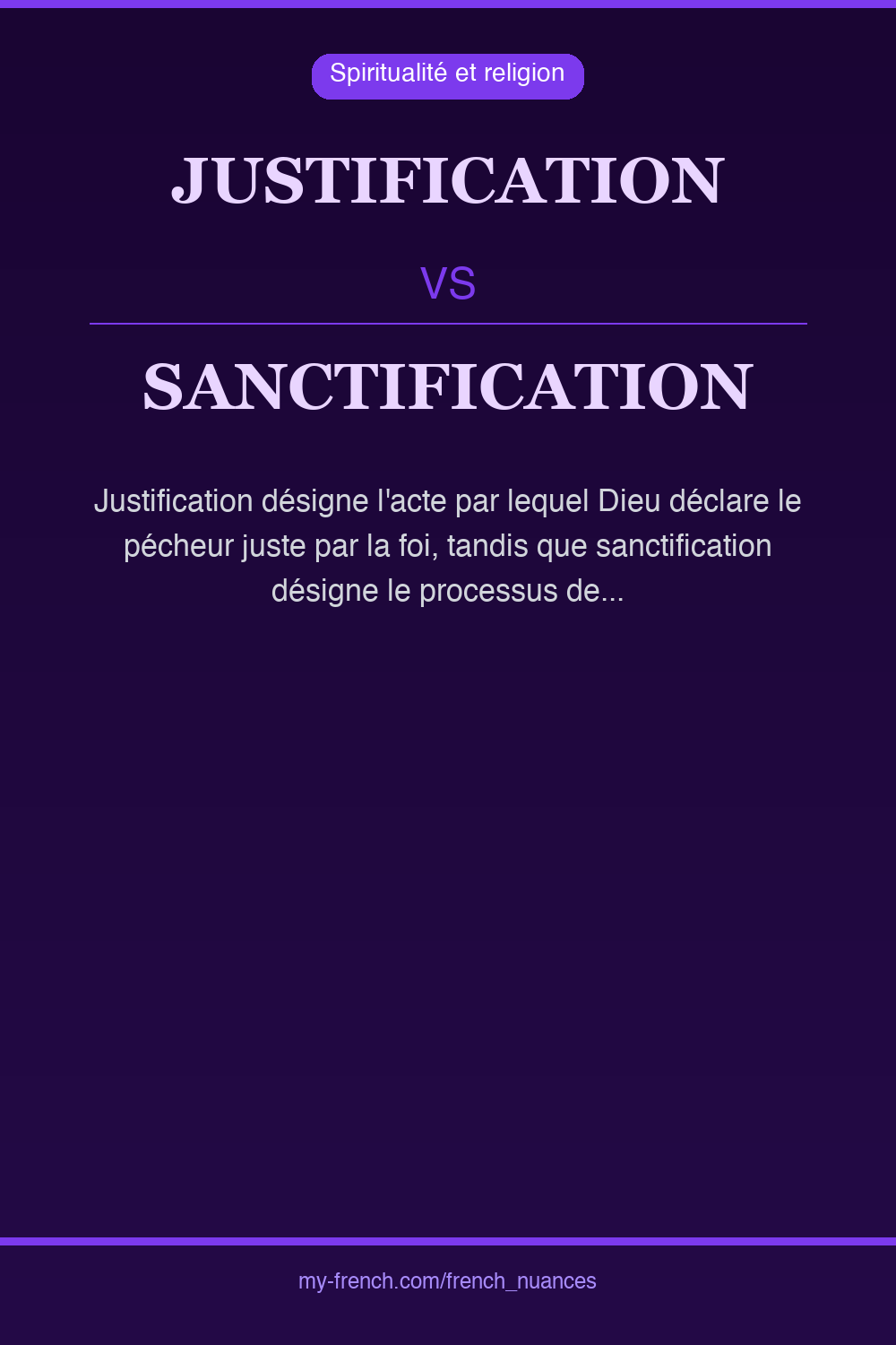 Nuance : justification vs sanctification