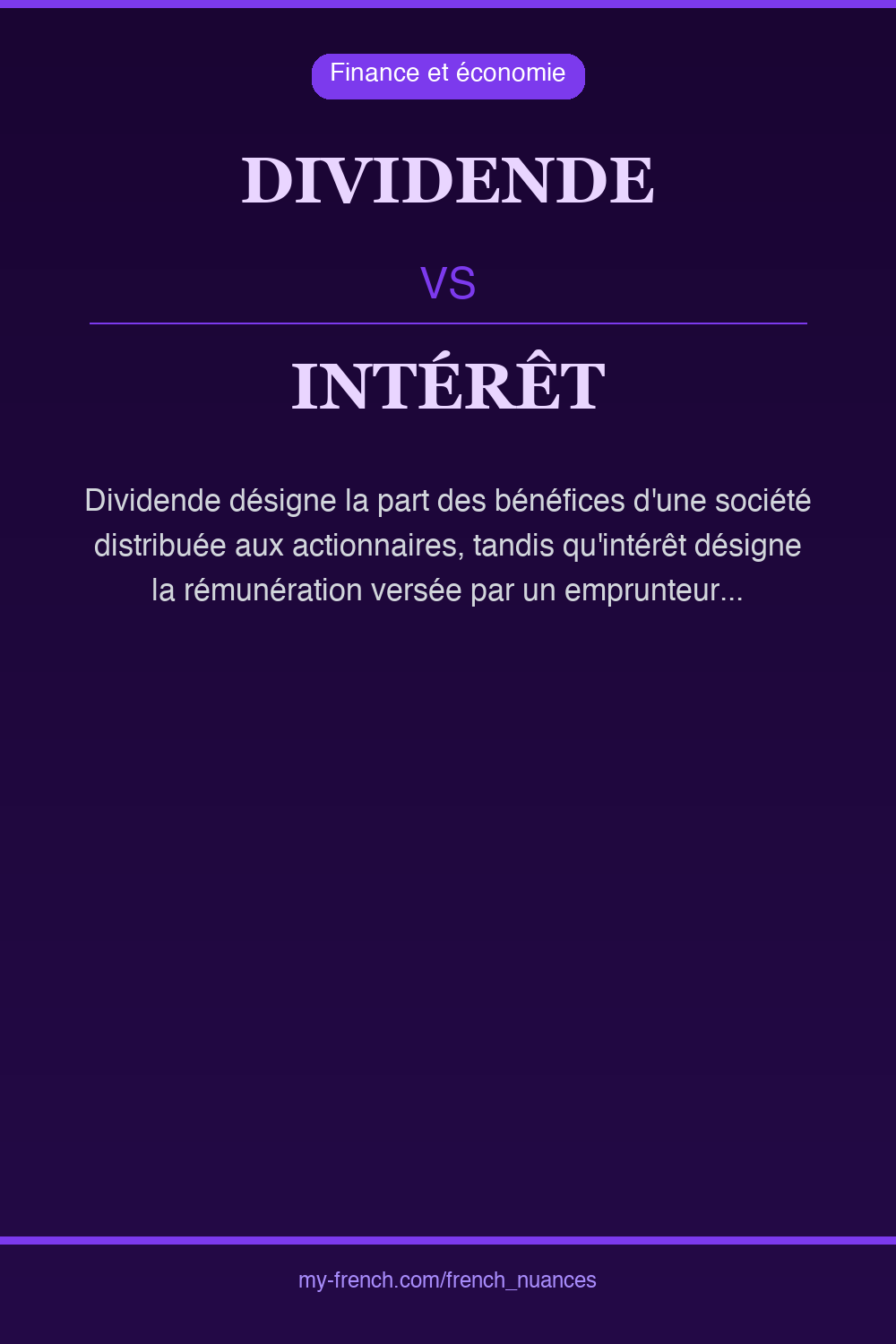 Nuance : dividende vs intérêt