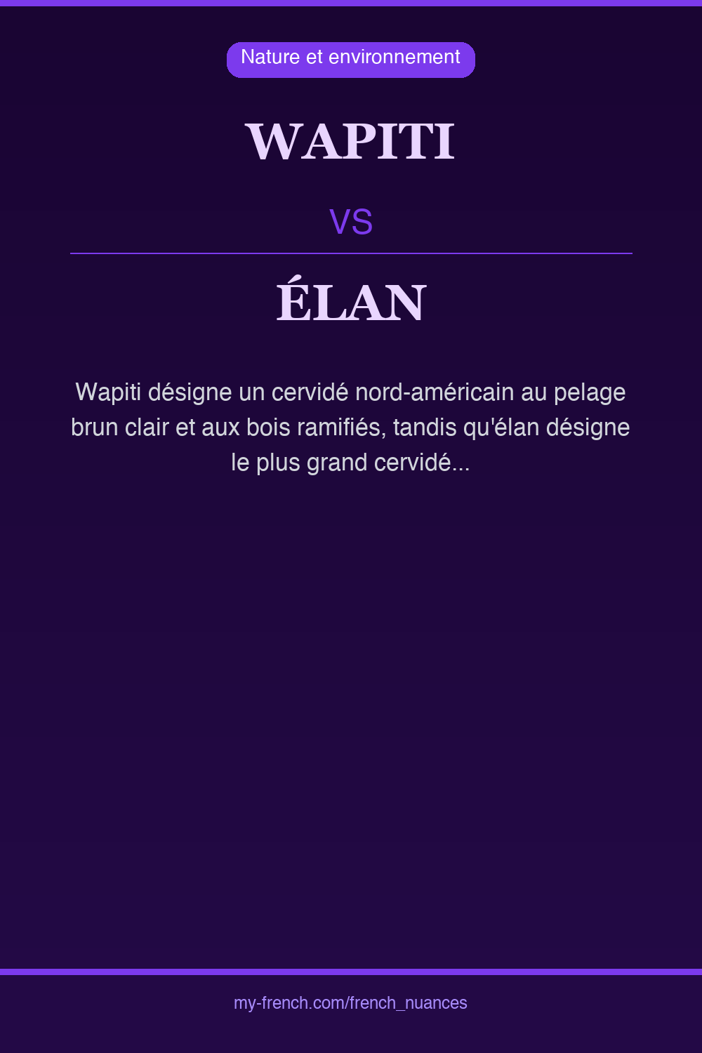 Nuance : wapiti vs élan