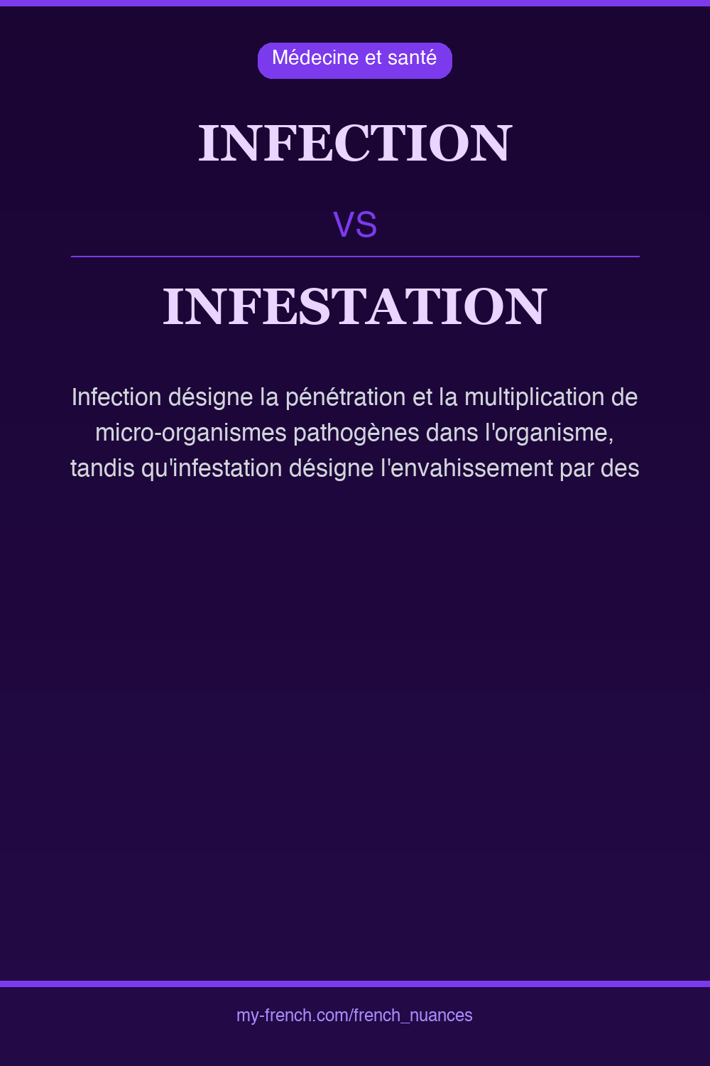 Nuance : infection vs infestation