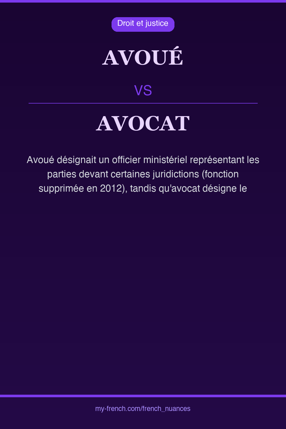 Nuance : avoué vs avocat