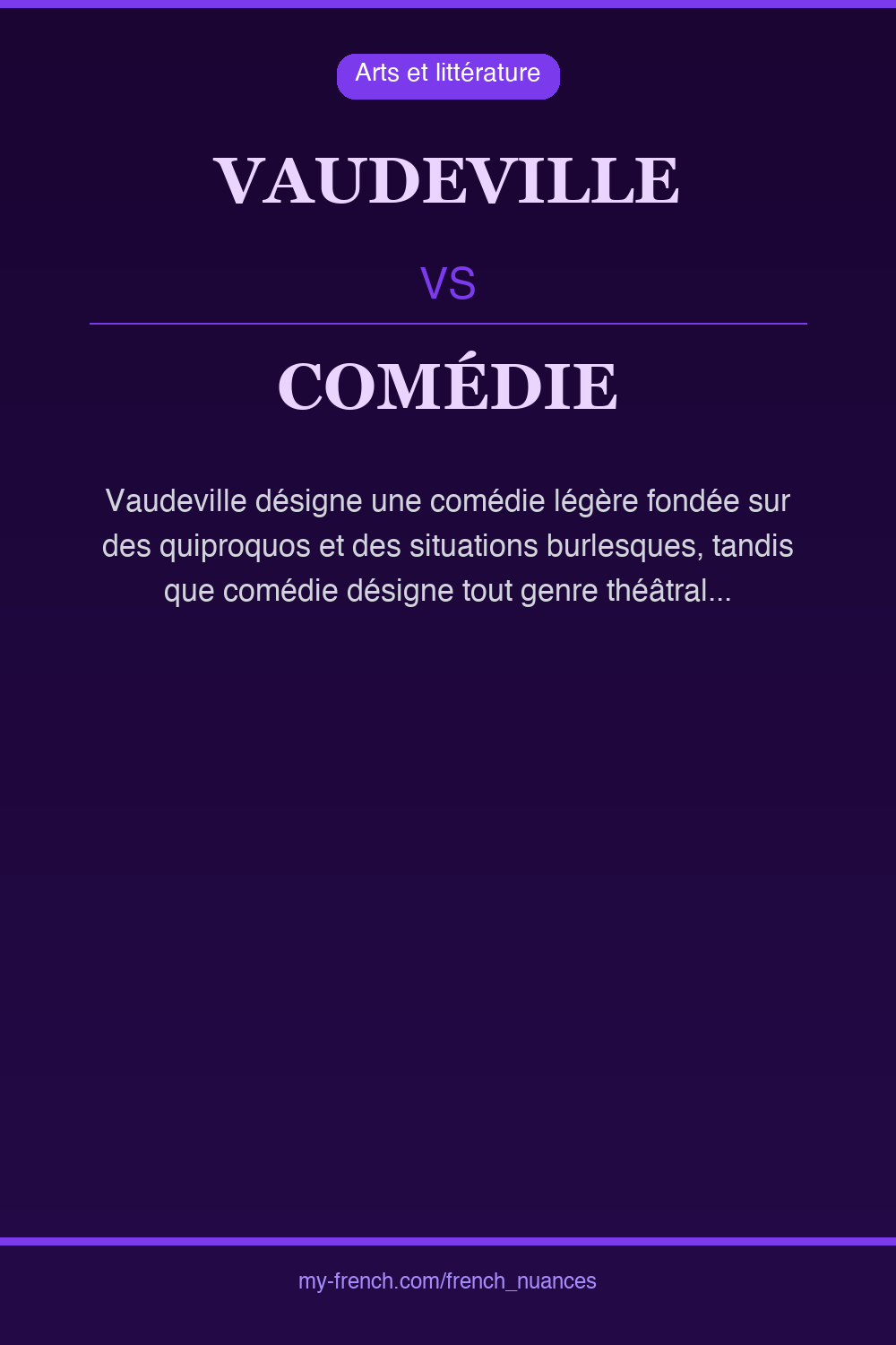 Nuance : vaudeville vs comédie