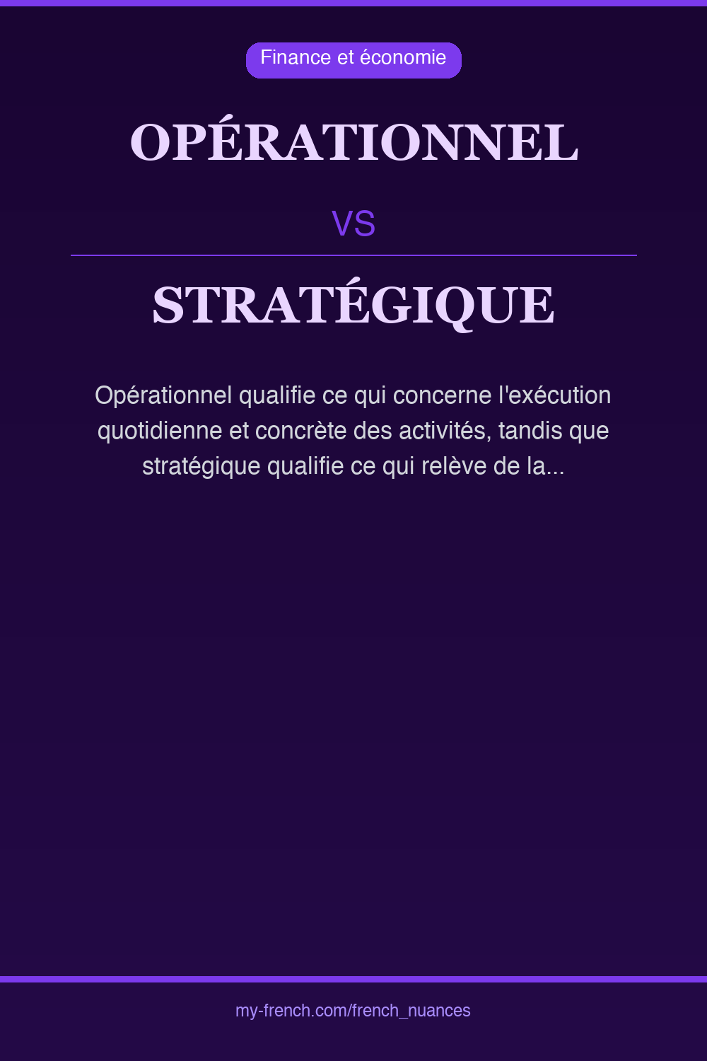 Nuance : opérationnel vs stratégique