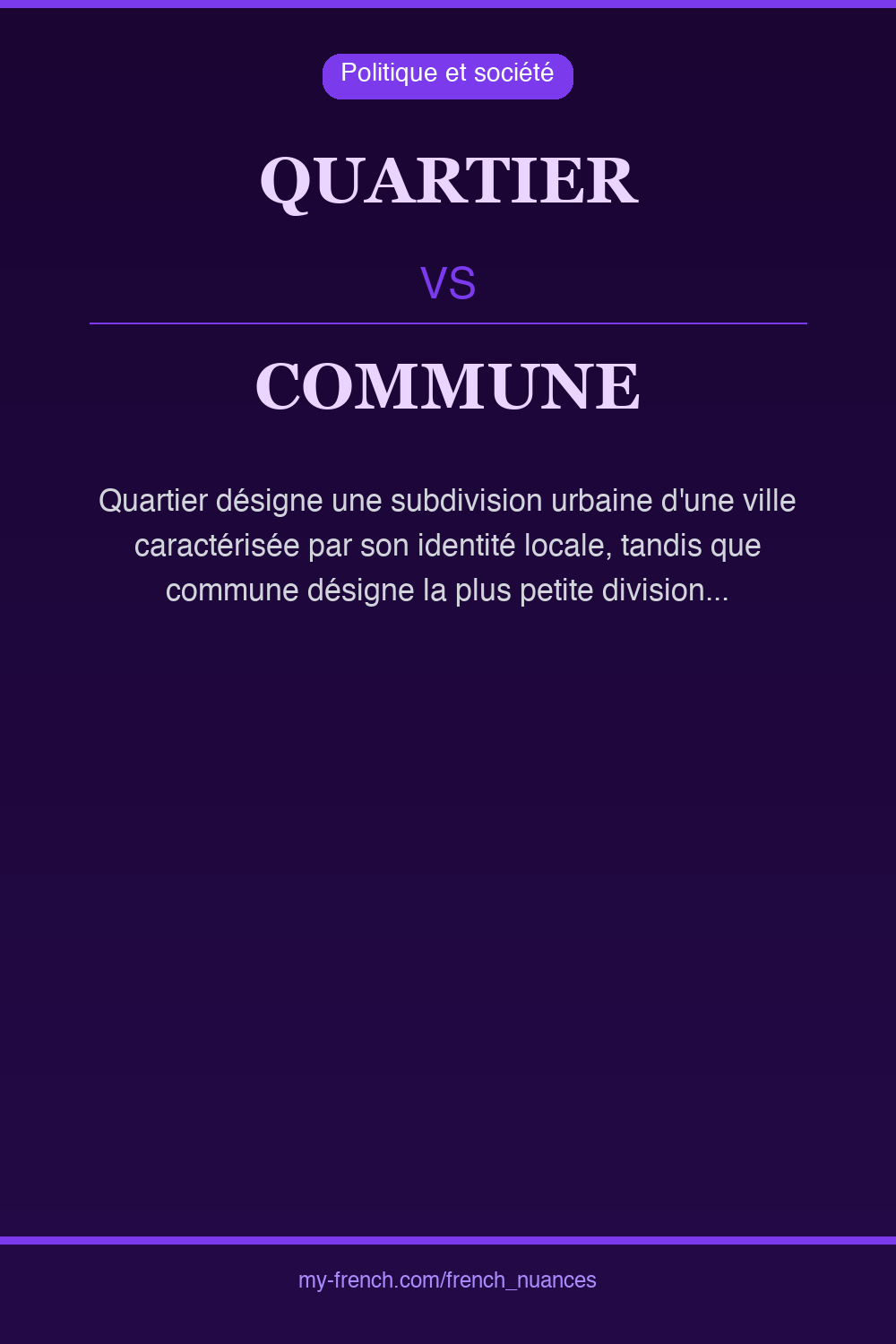 Nuance : quartier vs commune