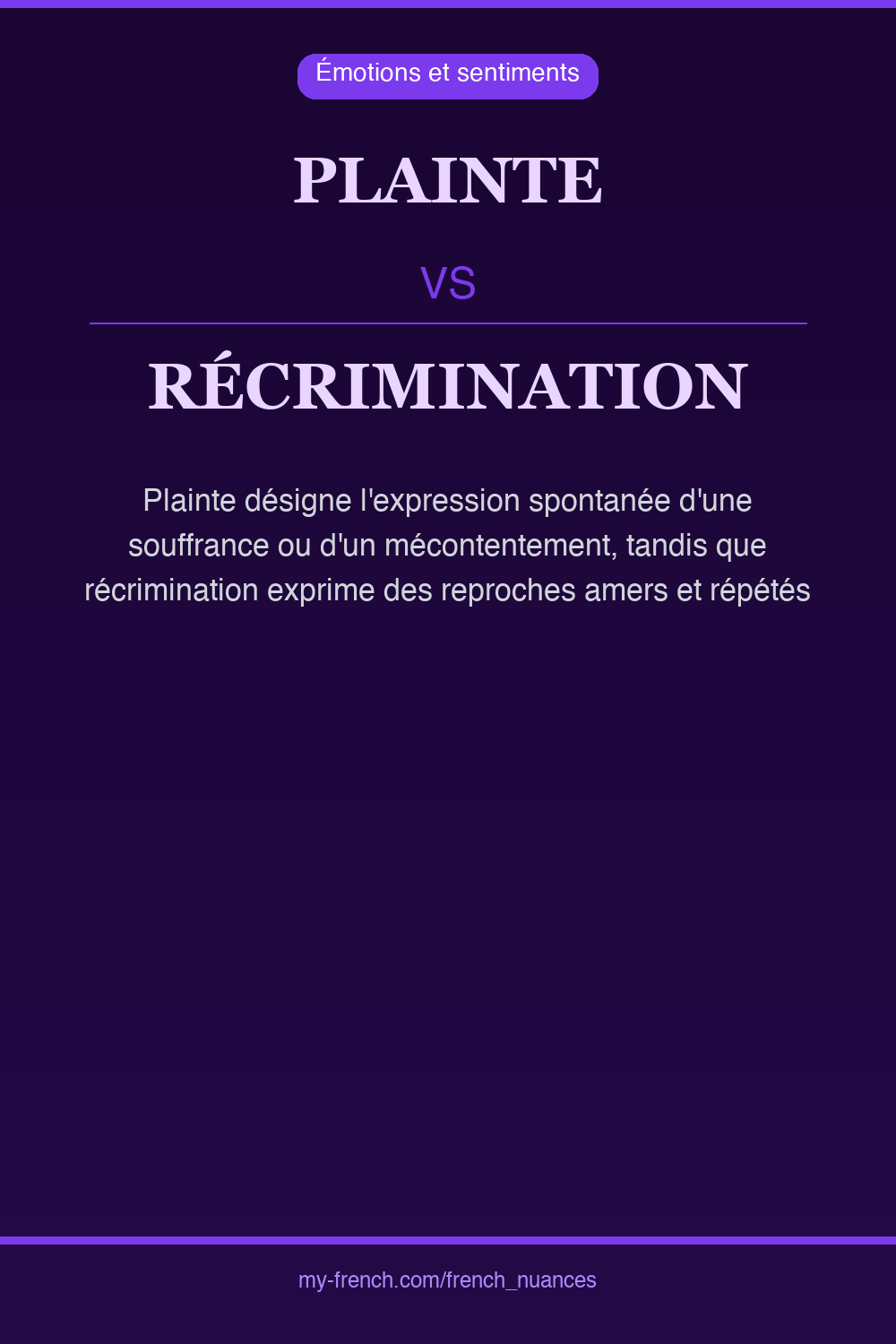 Nuance : plainte vs récrimination