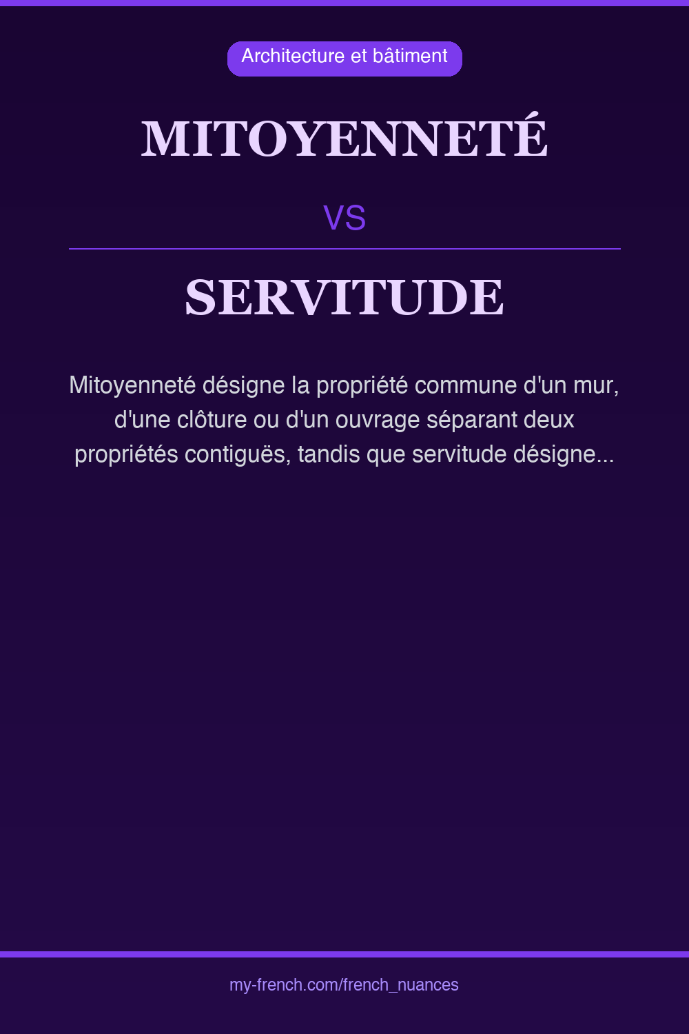 Nuance : mitoyenneté vs servitude