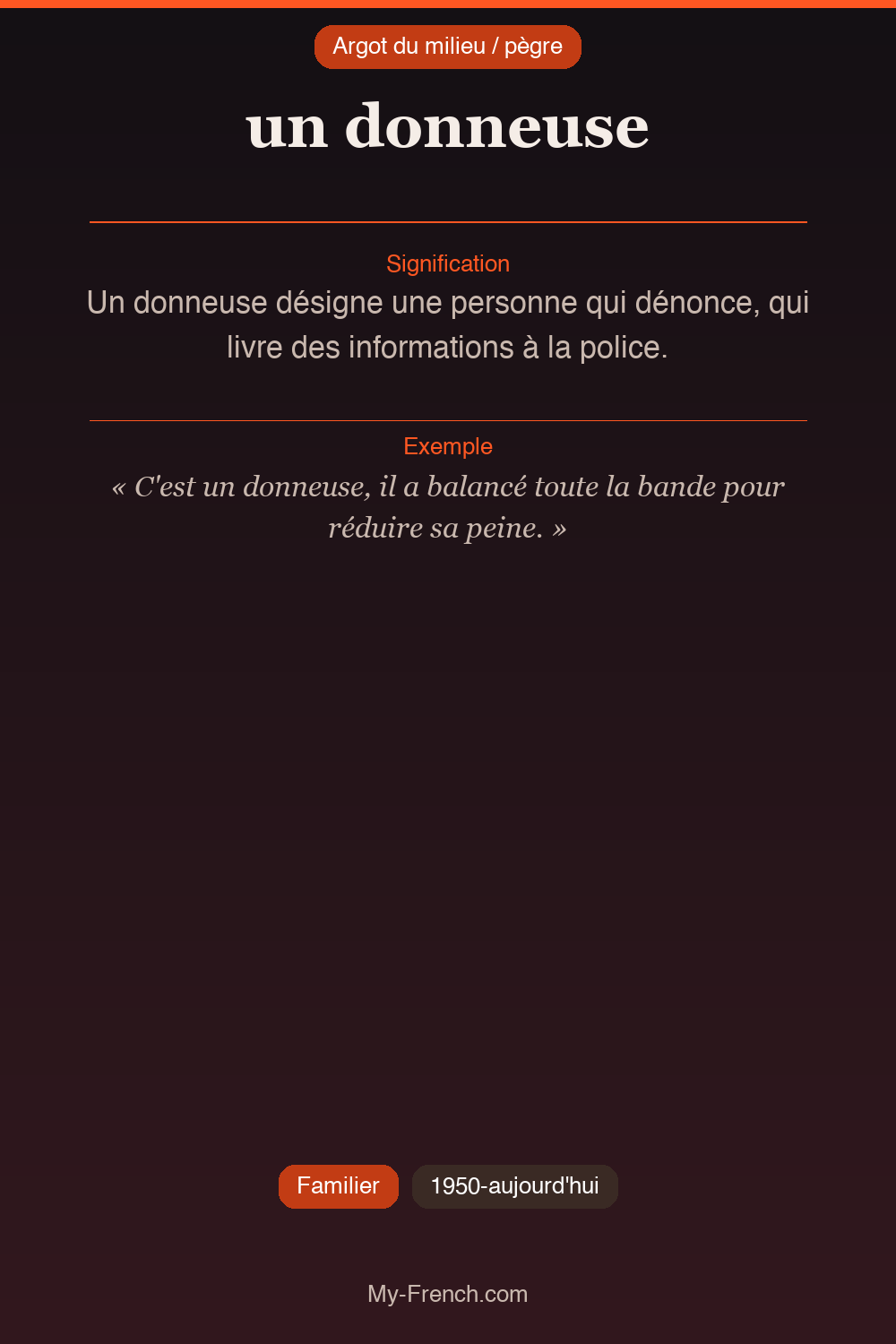Argot français : un donneuse