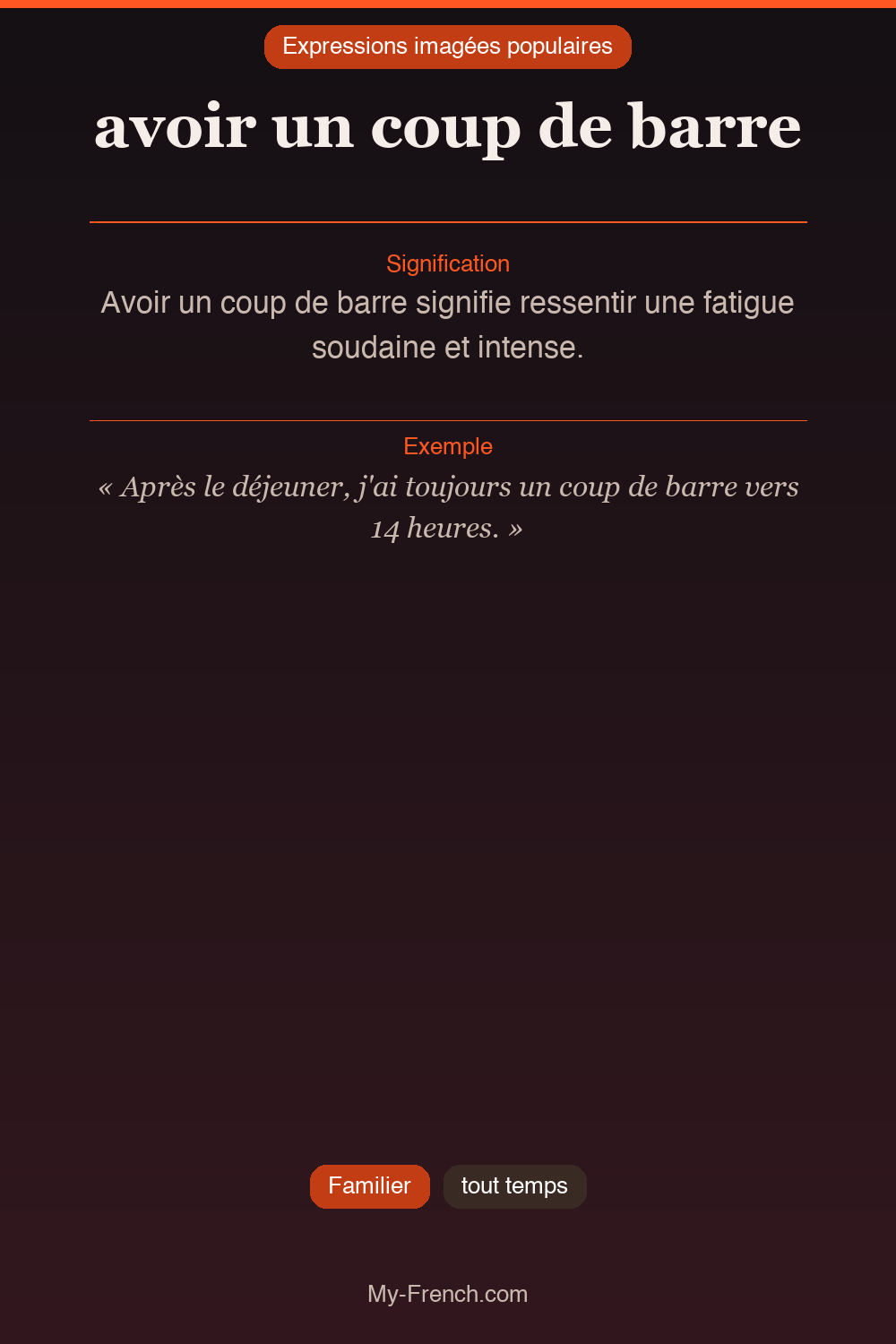 Argot français : avoir un coup de barre