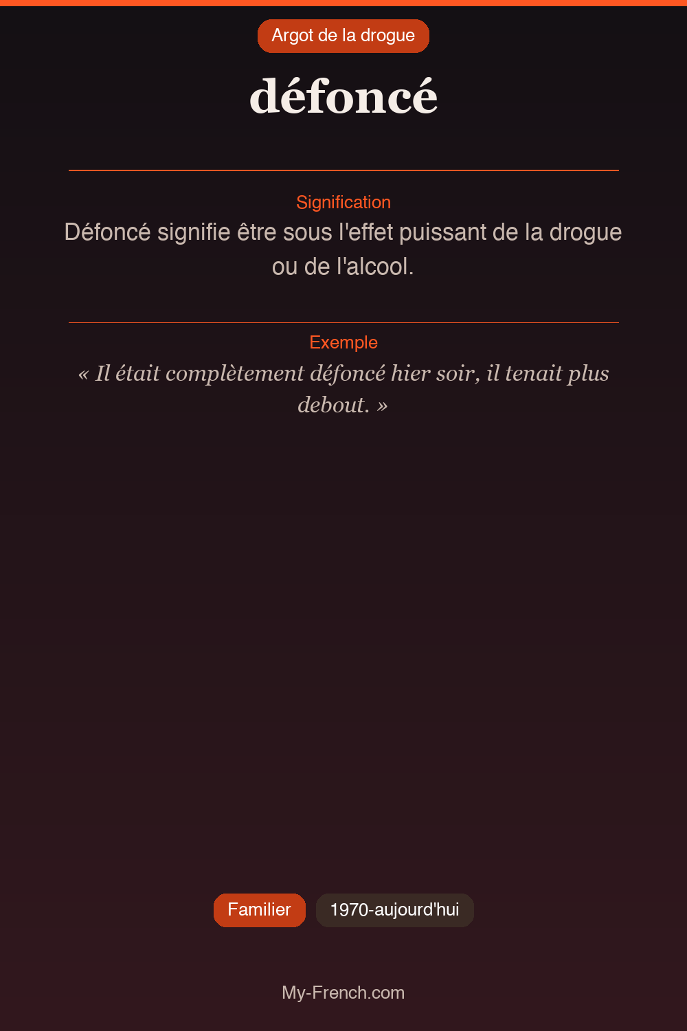 Argot français : défoncé