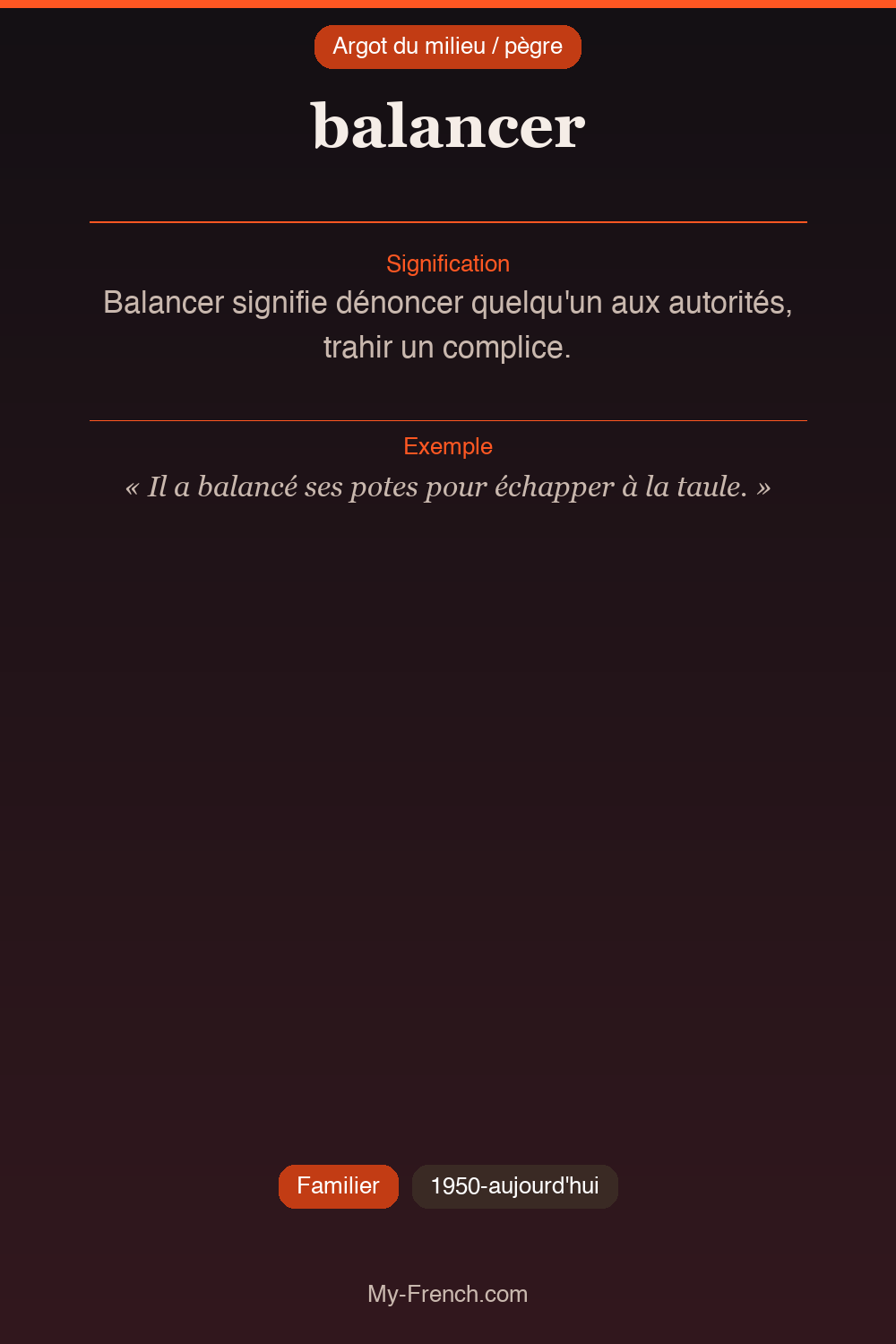 Argot français : balancer