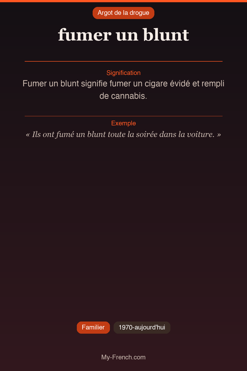Argot français : fumer un blunt