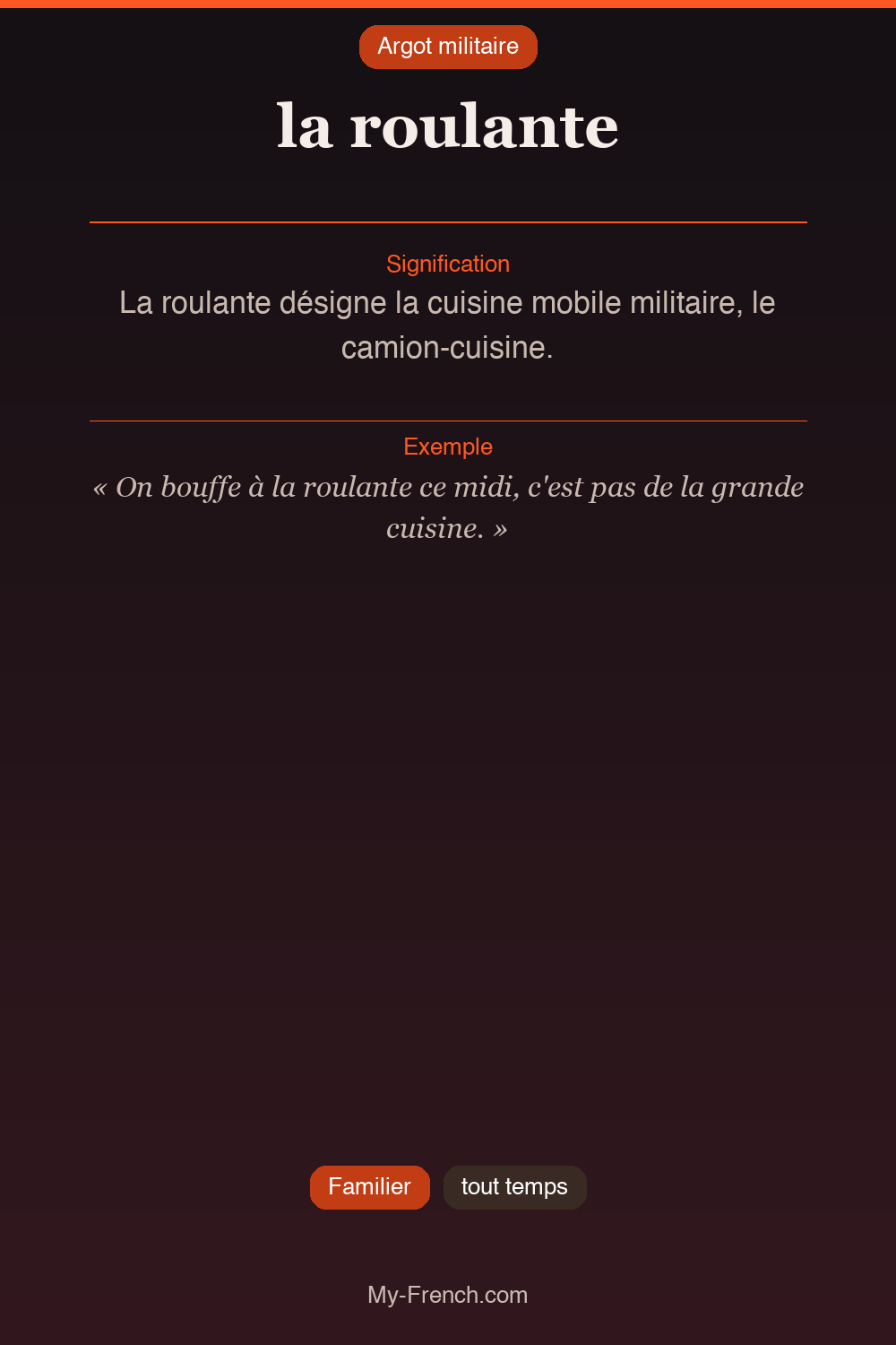Argot français : la roulante