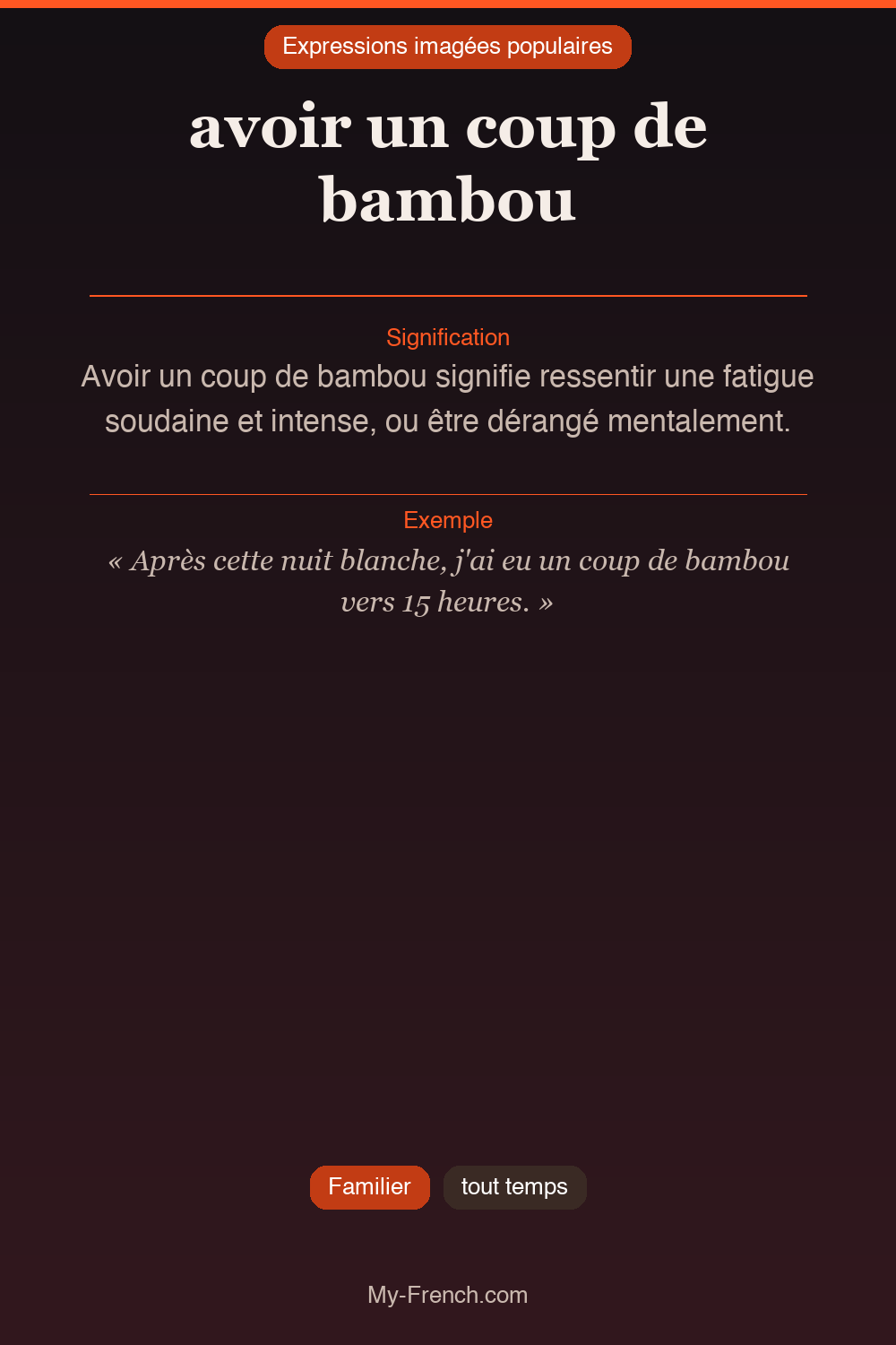Argot français : avoir un coup de bambou