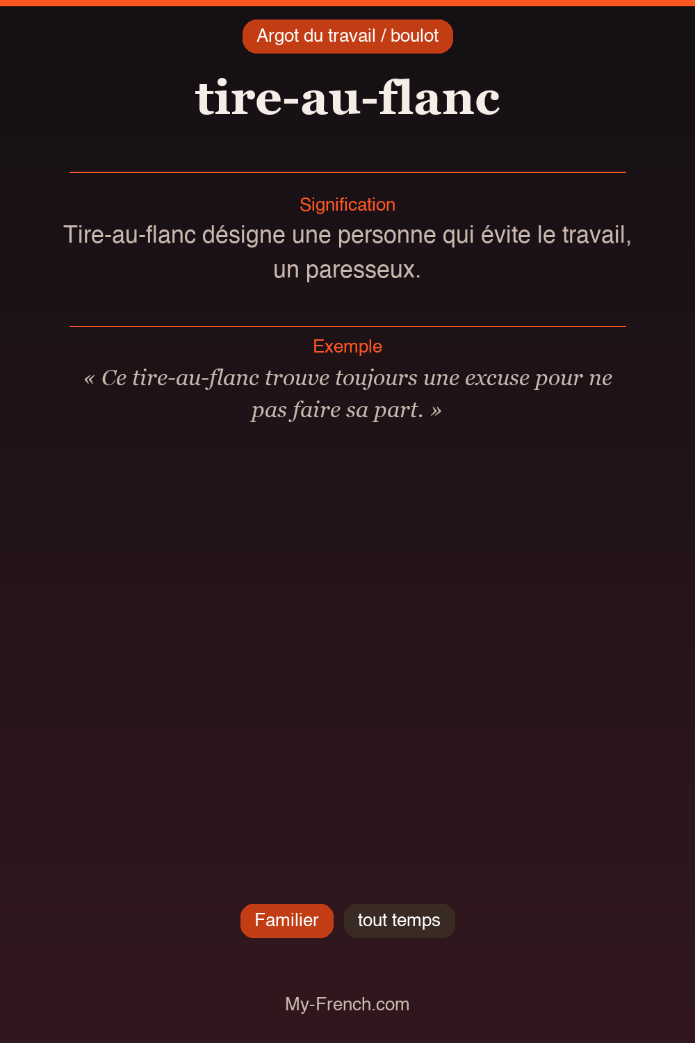 Argot français : tire-au-flanc