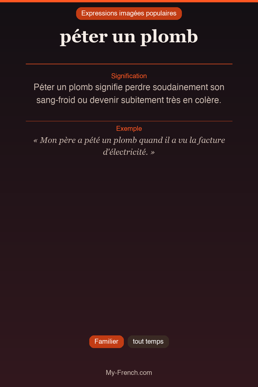 Argot français : péter un plomb