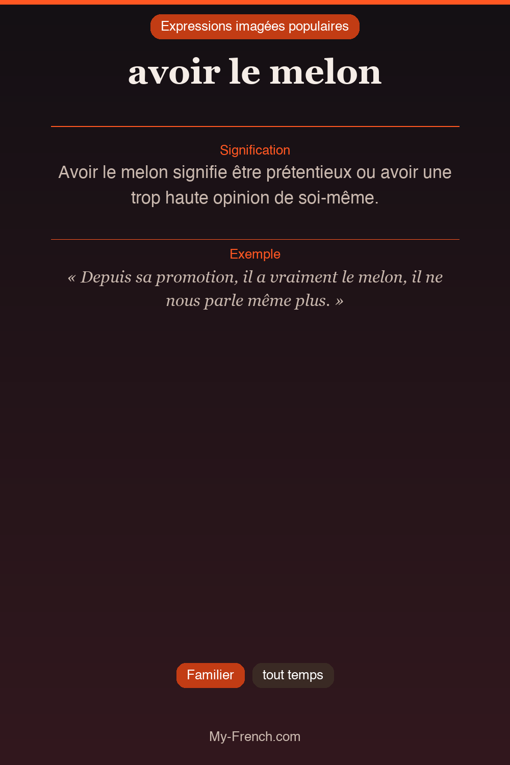 Argot français : avoir le melon